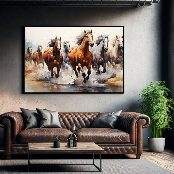 7 hoses running vastu Canvas painting Big Size Wall Art for living room,Bedroom,Drawing room,Hotels