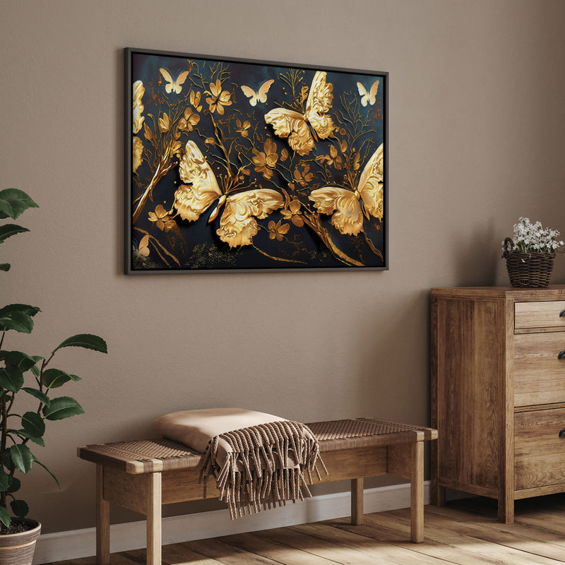 Golden butterflies Canvas painting Big Size Wall Art for living room,Bedroom,Drawing room,Hotels