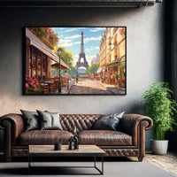 The Castle Decor cafe paris canvas/Sparkle painting Big Size Wall Art for living room,Bedroom,Drawing room,Hotels-Wooden Framed-Digital Painting
