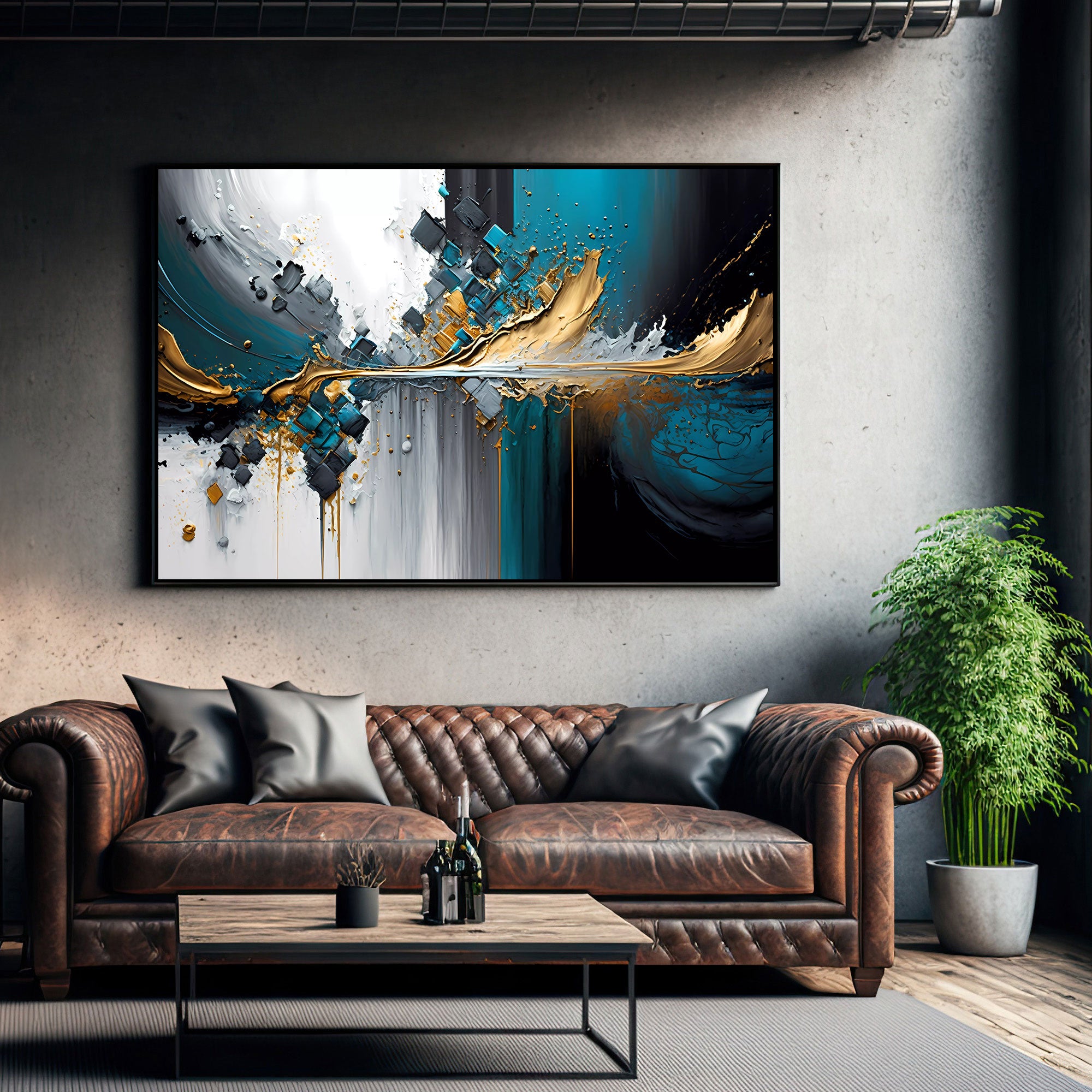 Splashes of bright paint Canvas painting with frame Big Size Wall Art for living room,Bedroom,Drawing room,Hotels