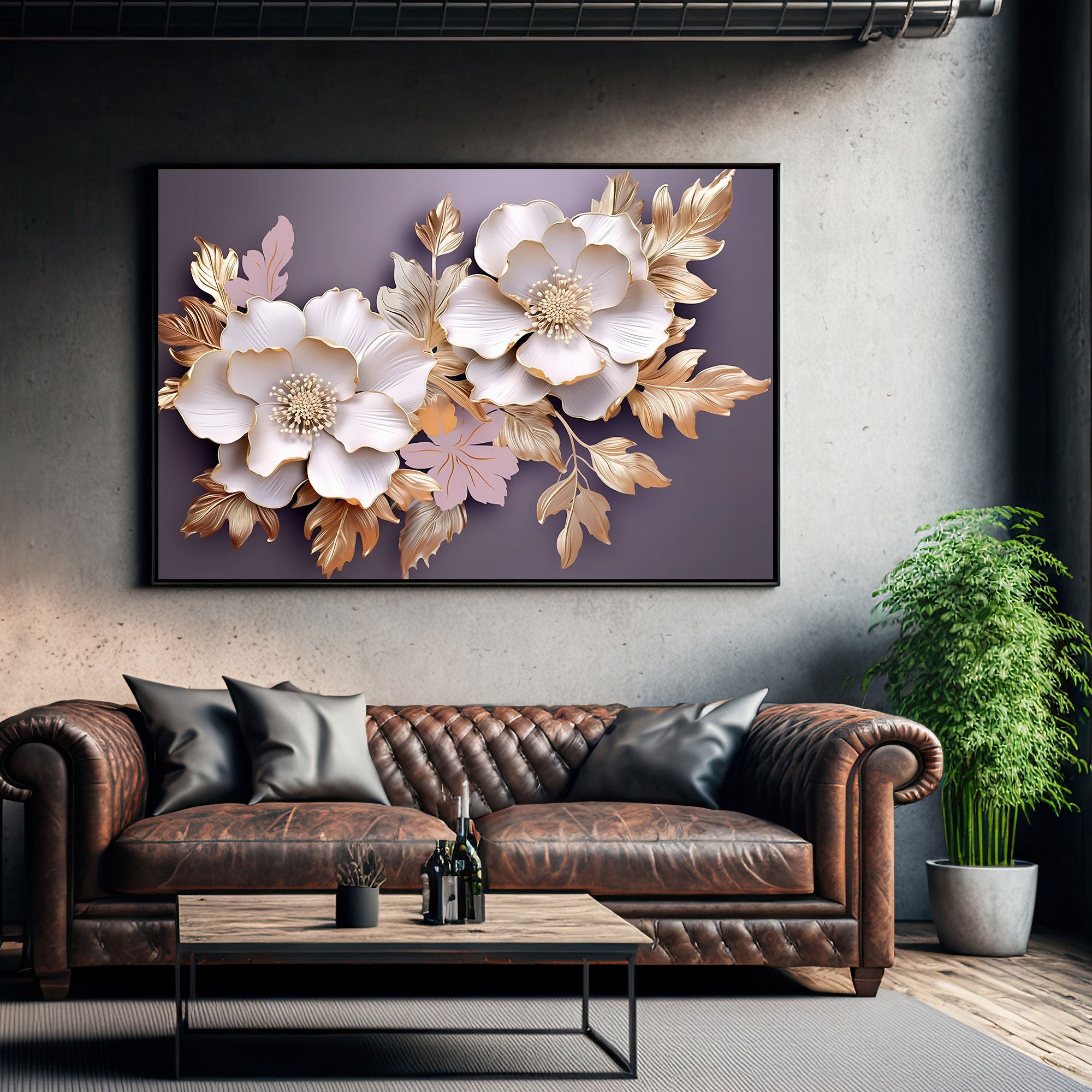 Flowers Canvas painting with frame Big Size Wall Art for living room,Bedroom,Drawing room,Hotels