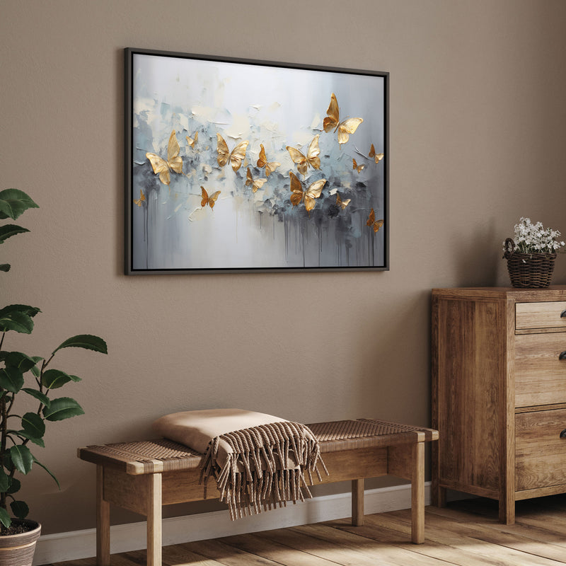 Golden butterfly Canvas painting Big Size Wall Art for living room,Bedroom,Drawing room,Hotels