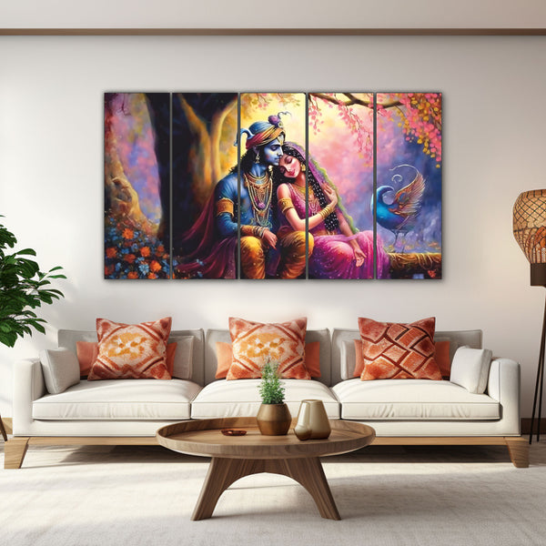 Radha Krishna Painting Set of 5 for Home Decoration