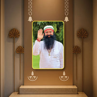 Ram Rahim Ji Digital Wall Art | Sparkle Laminated Golden Slim Frame | Photo Frame for Spiritual Home & Office Décor 20X30 Inches