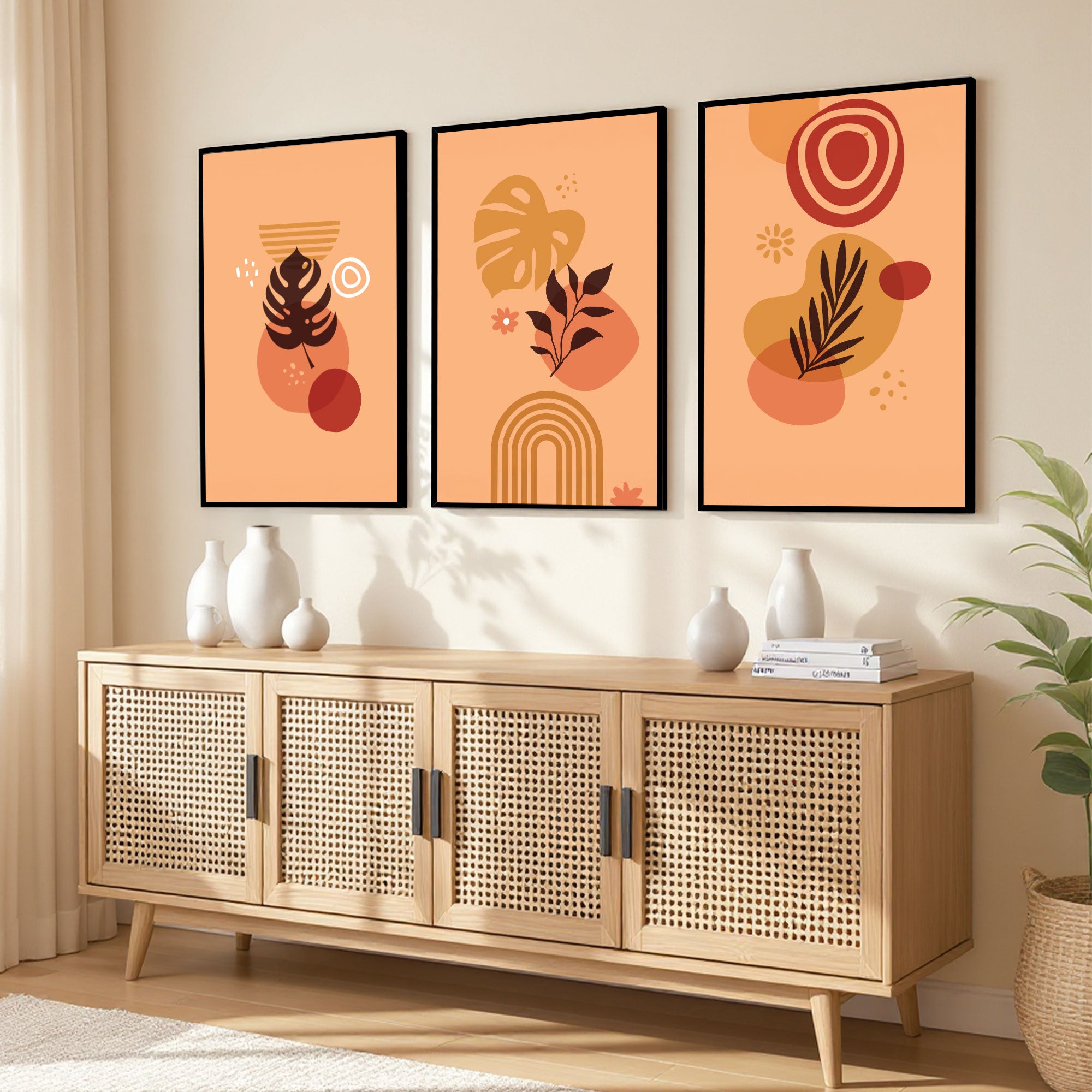 The Castle Decor Boho Wall Art for Living Room Big Size | Framed Abstract Botanical Paintings for Living Room & Bedroom | Modern Home Decoration & Perfect Gifting Option | Set of 3 (11×17 Inch Each) 10