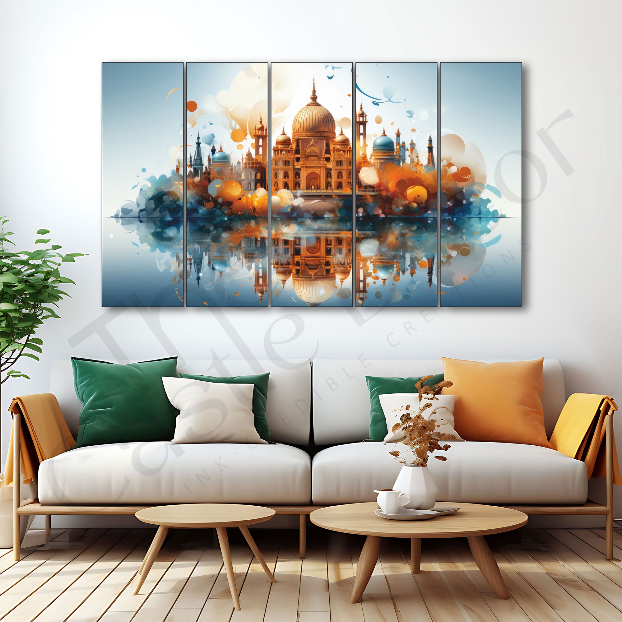 The Castle Decor Secularism painting with frame 5 Big Size Wall Art for living room,Bedroom,Drawing room,Hotels-Digital Painting