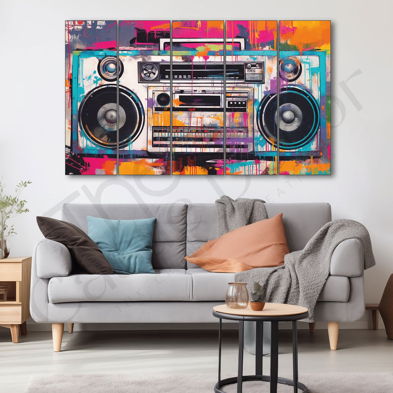 Music Art Radio Painting Set of 5 for Home Decoration