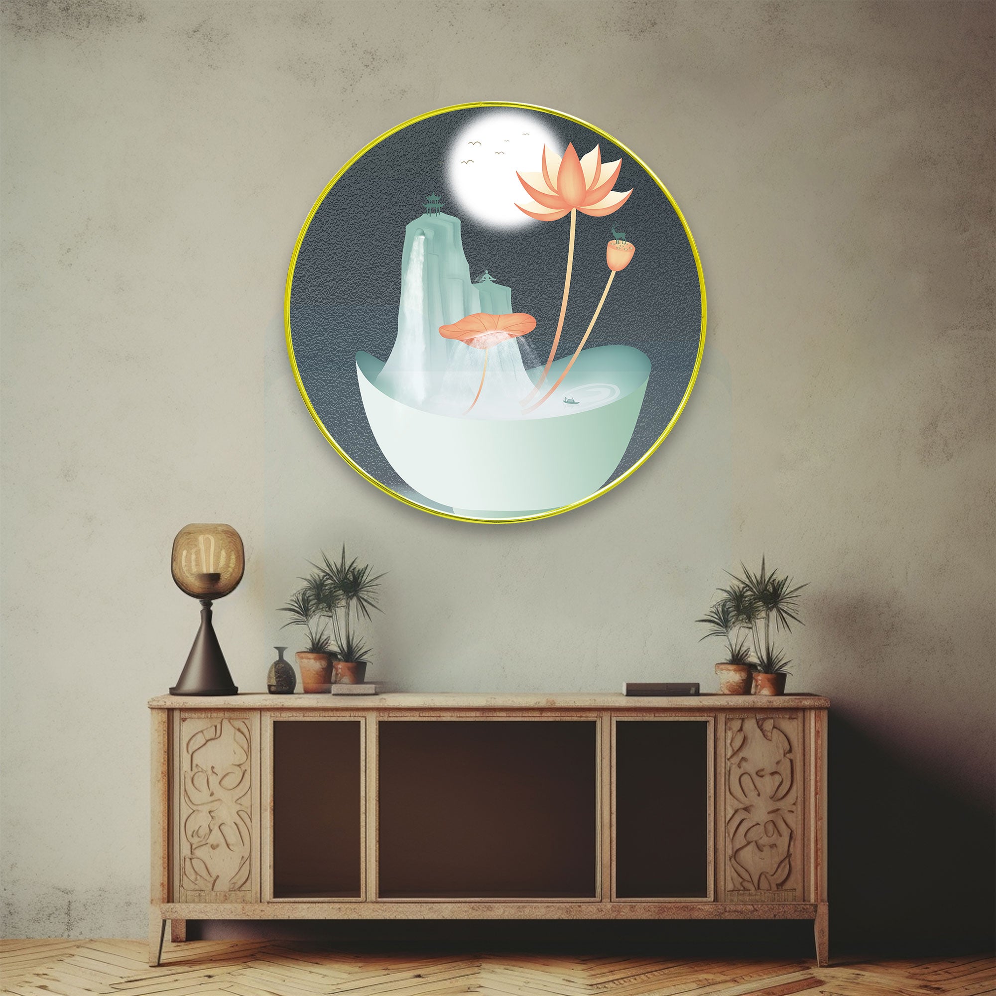 Abstract Sparkle Wooden Wall Plate for Home Decoration Art-01