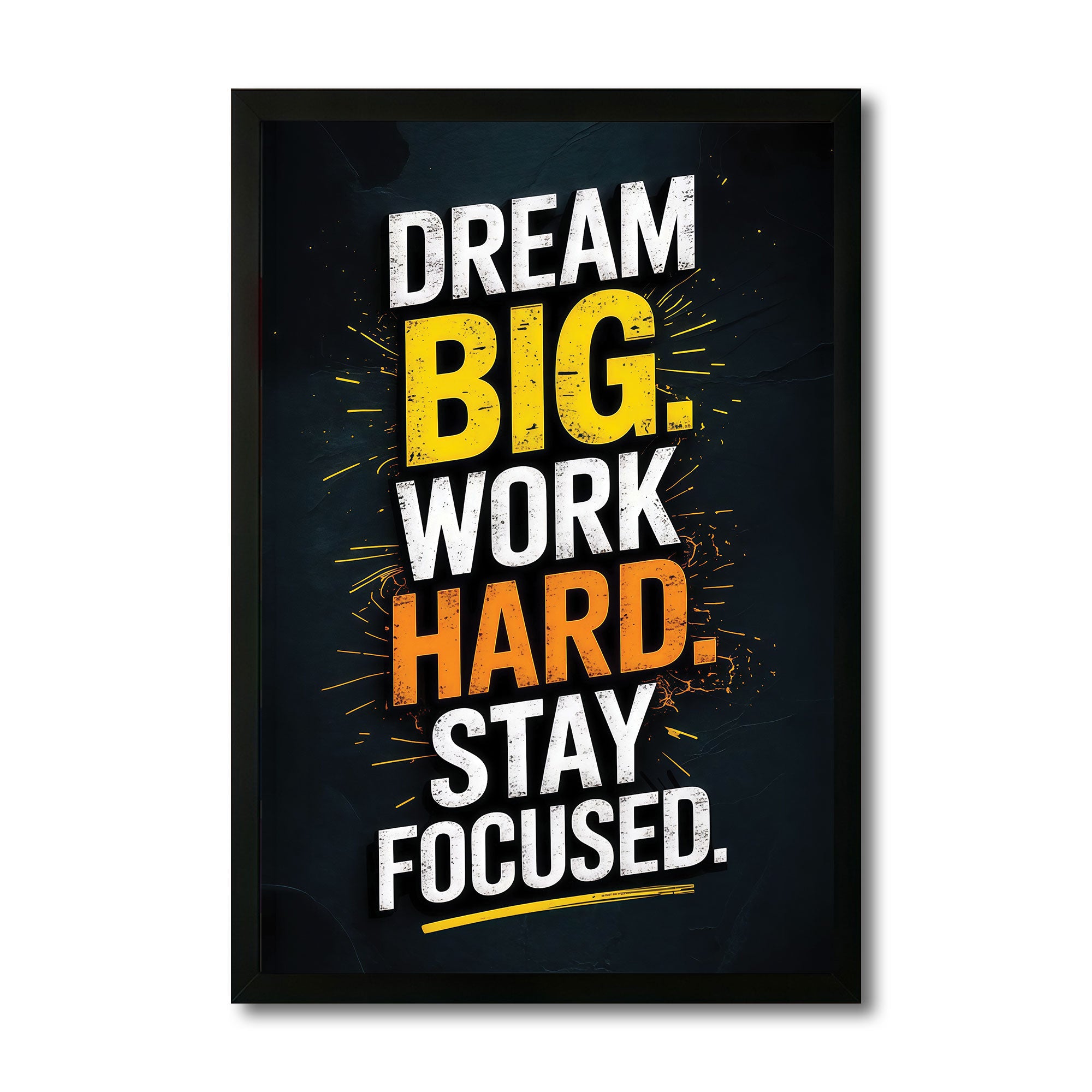 The Castle Decor Dream Big Work Hard Stay Focused Wall Art Frame | Motivational Quote Poster for Office, Study & Home Decor
