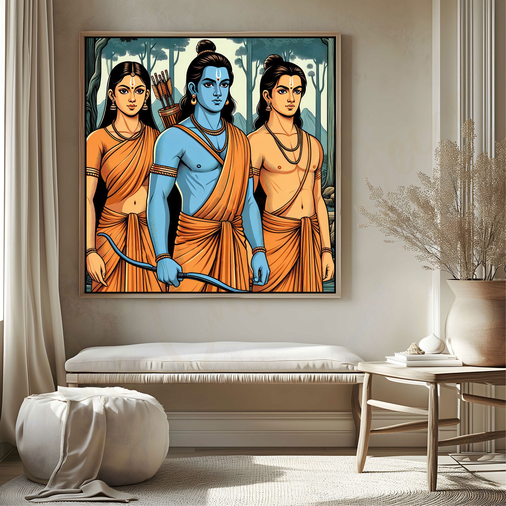 Lord Ram painting with frame Big Size Wall Art for living room,Bedroom,Drawing room,Hotels