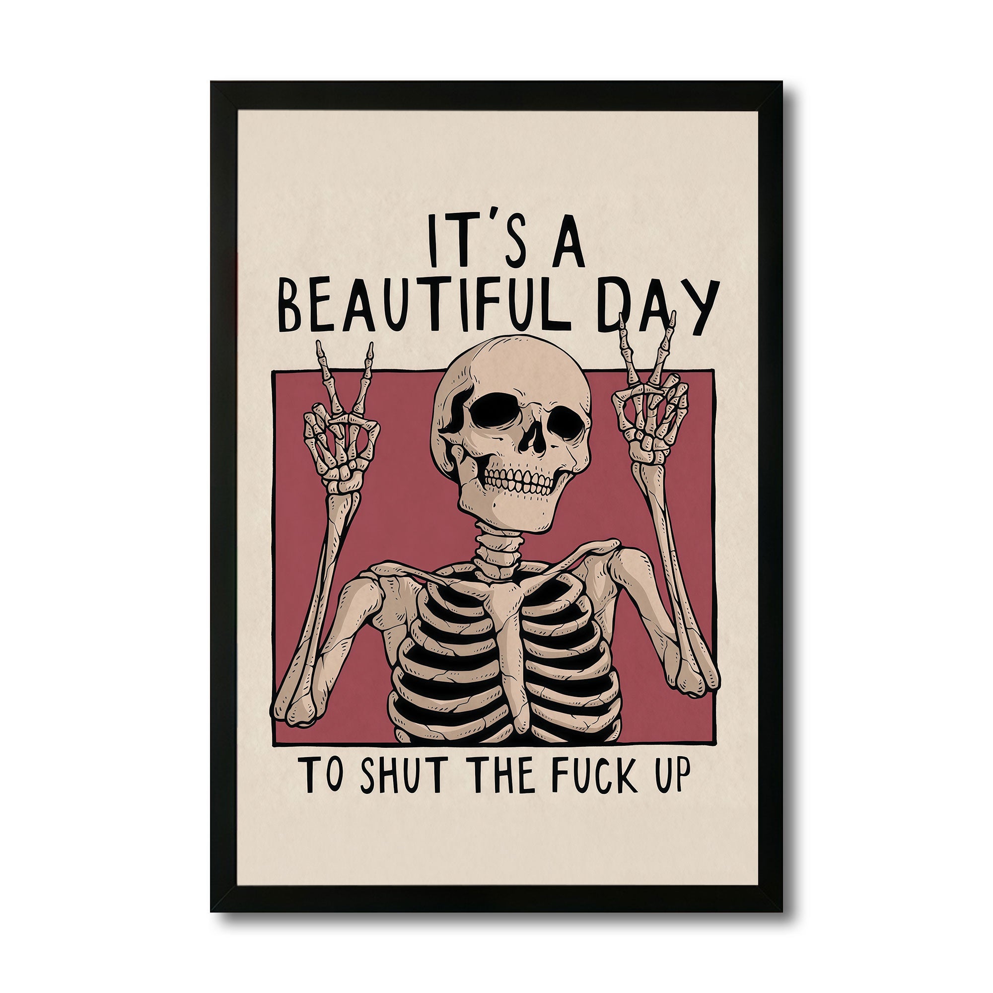 The Castle Decor It’s A Beautiful Day Funny Skull Wall Art Frame | Bold Sarcastic Quote Decor for Room, Office & Gaming Setup