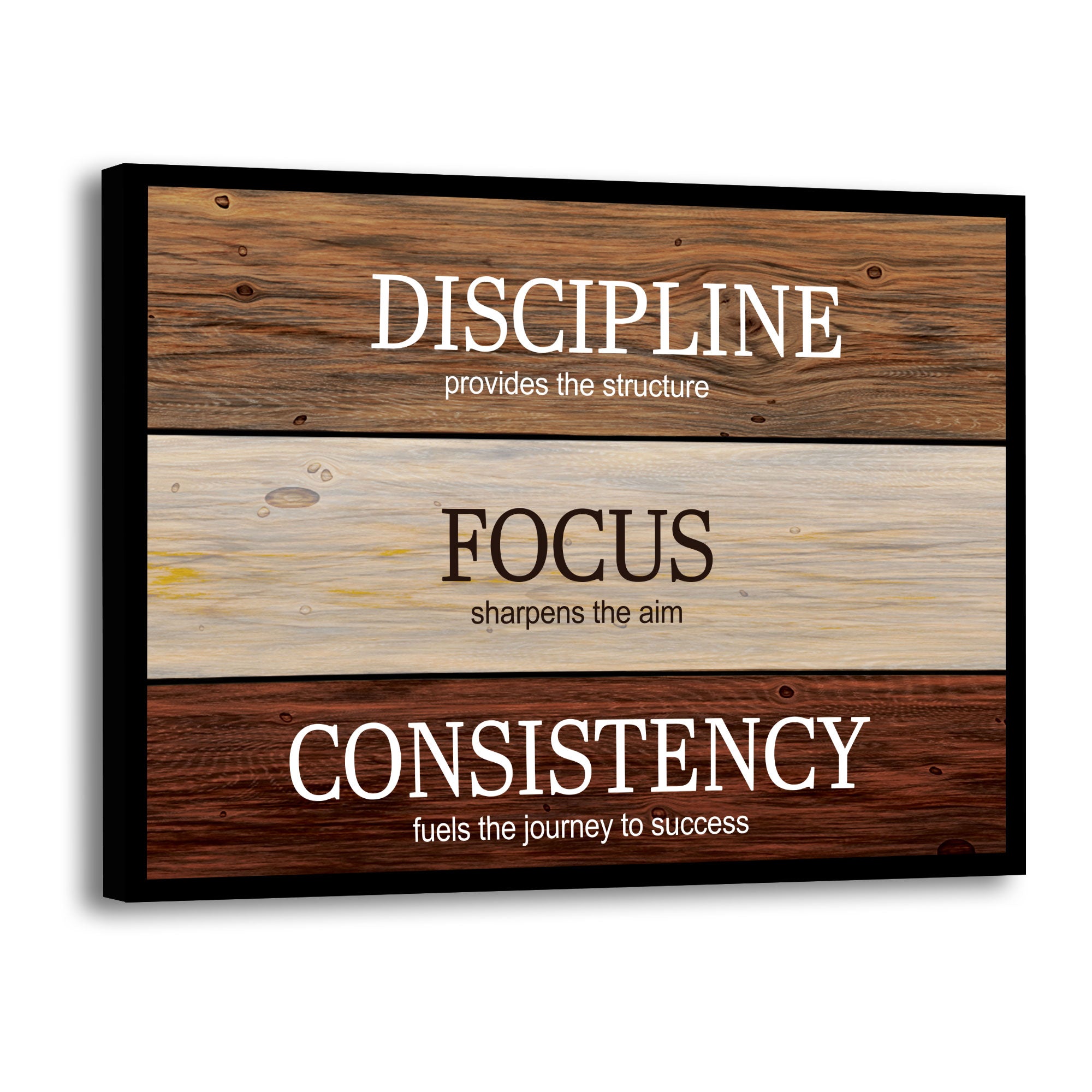 The Castle Decor Motivational Quote Wall Painting – Discipline Focus Consistency Wall Art for Office & Study Room | 20x30 Inch Inspirational Sparkle Lamination with Black Fiber Frame