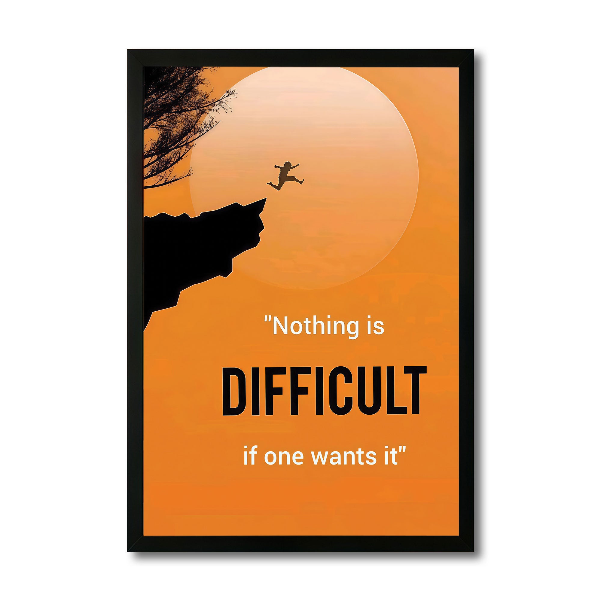 The Castle Decor Nothing Is Difficult Motivational Wall Art Frame | Inspirational Success Quote Decor for Office & Home