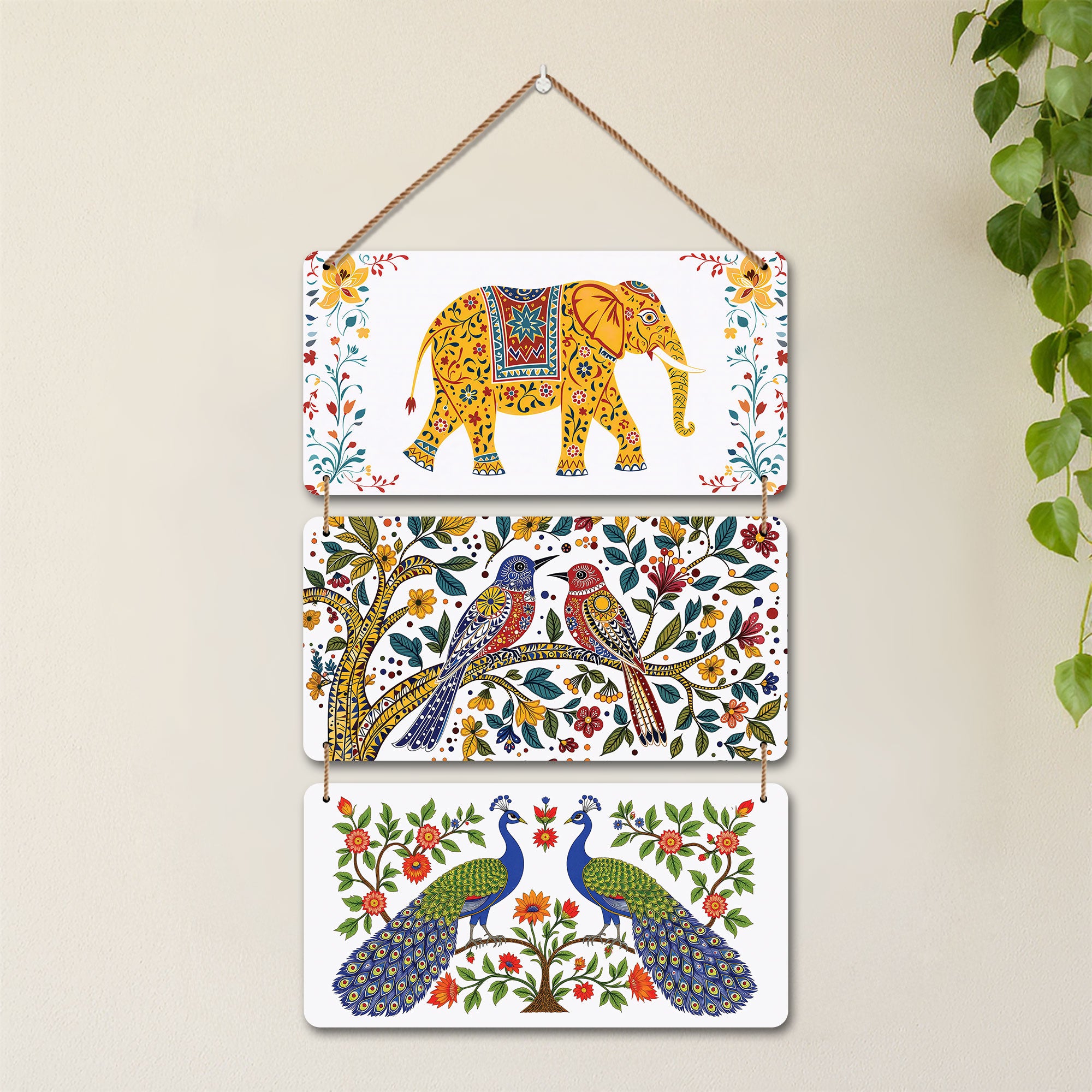 The Castle Decor Traditional Indian Folk Art Decorative Wooden Wall Hanging For Living Room | Bedroom | Gifts | Wall Hanger For Decoration | Modern Decor Artwork | Wall Sculpture (12x20 Inches)