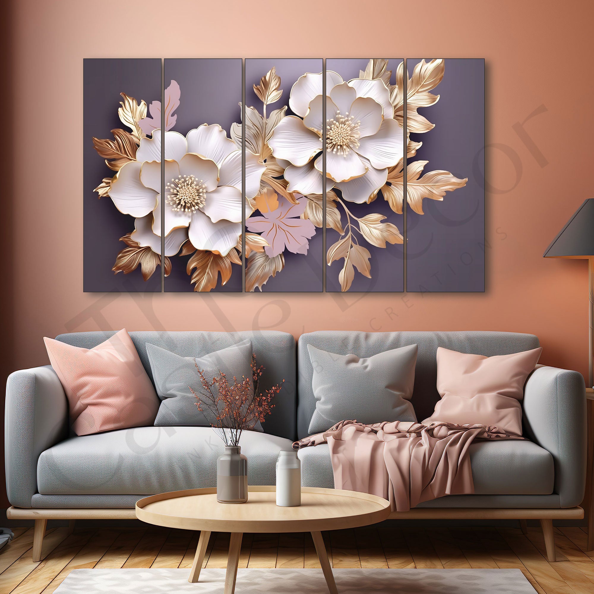 Floral Painting Set of 5 for Home Decoration