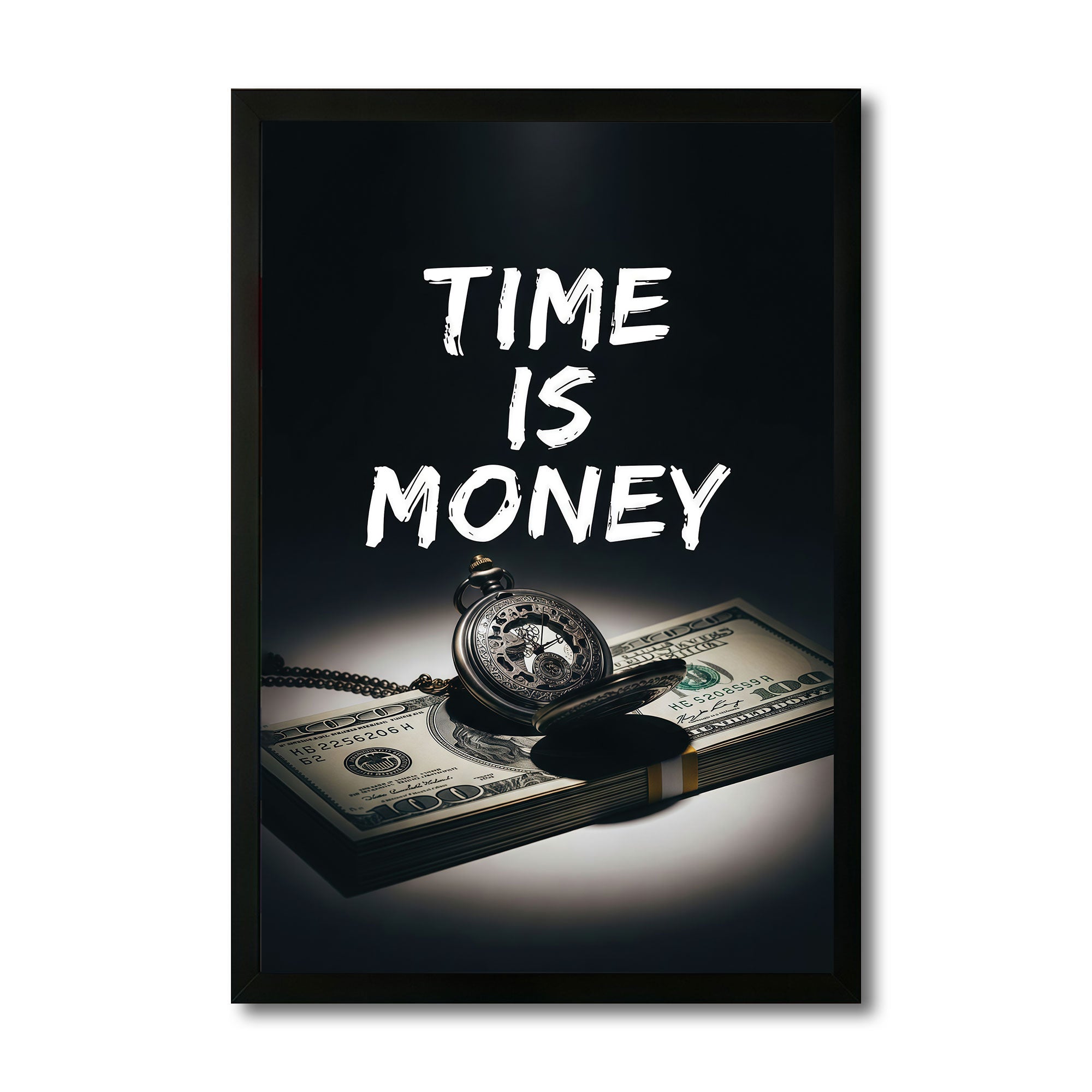 The Castle Decor Time is Money Motivational Wall Art Frame | Success Quote Poster for Office, Business, Trading Room | Premium HD Print with Sparkle Finish