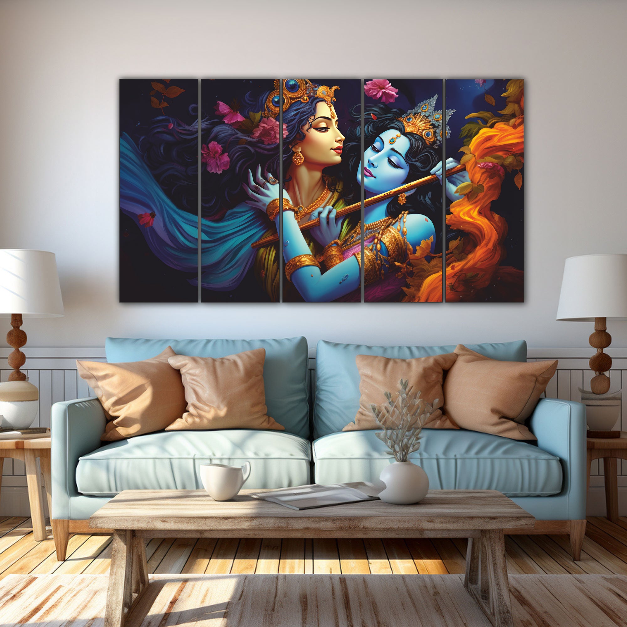 Radha Krishna Painting with frame Big Size Wall Art for living room,Bedroom,Drawing room,Hotels