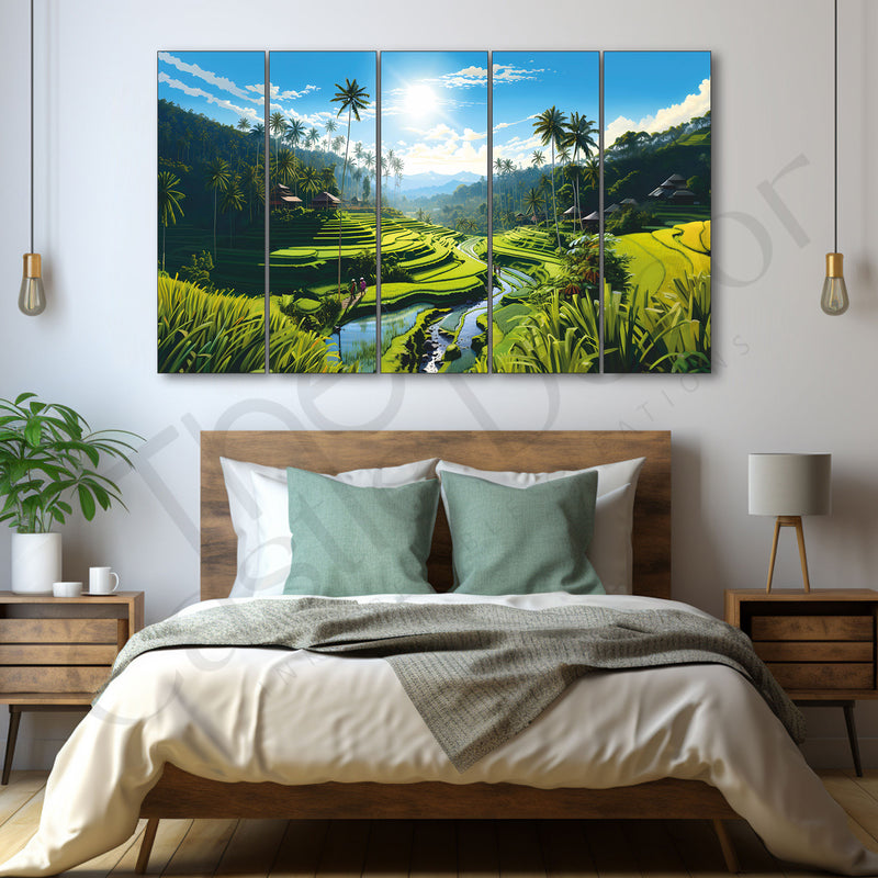 Landscape Nature Painting Set of 5 for Home Decoration 27x48