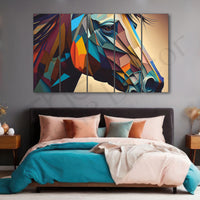 Multicolour Set of 5 Big Size Multiple Frames Wall Art Painting for living room,Bedroom,Drawing room,Hotels-Wooden Framed-Digital Painting