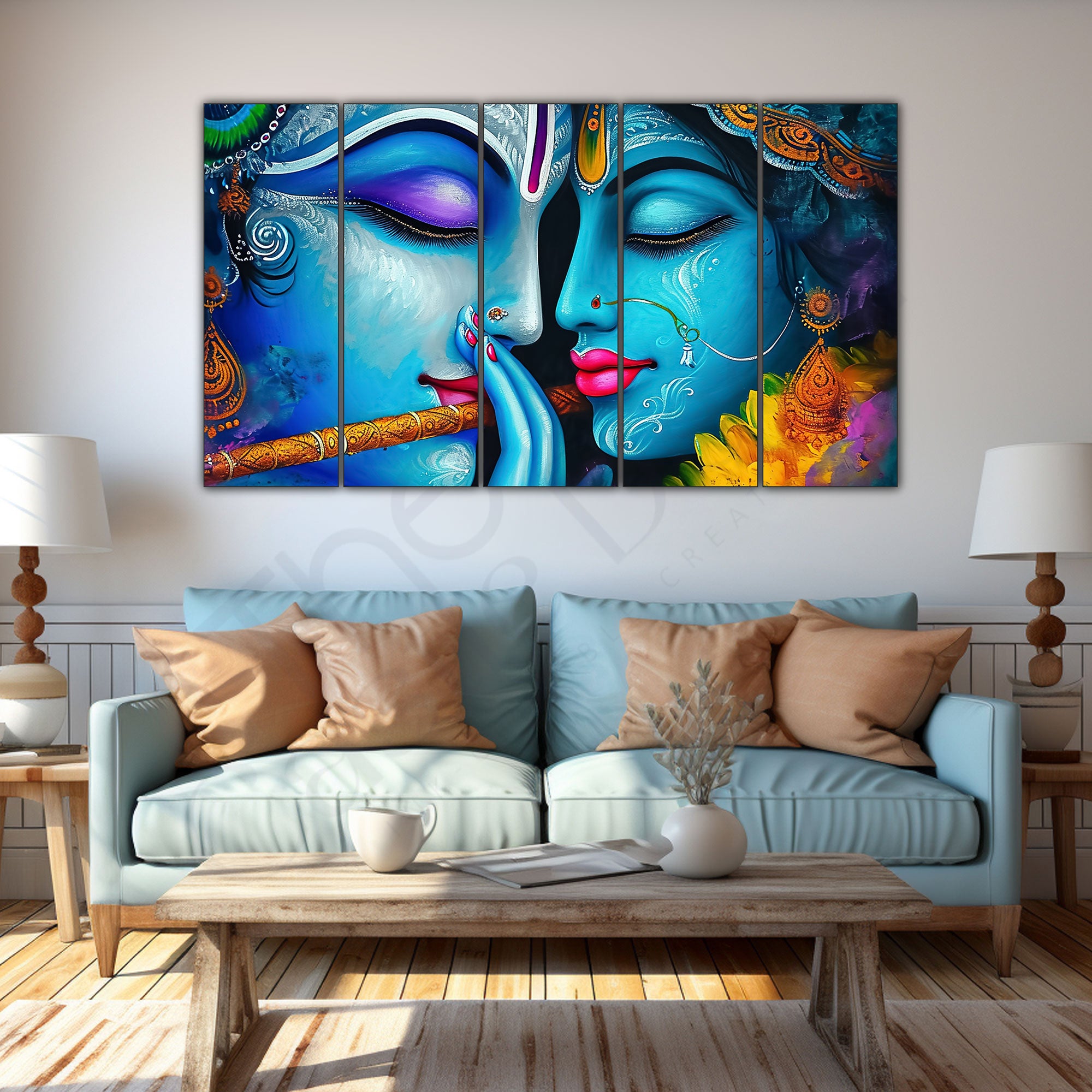 Radha Krishna Painting with frame Big Size Wall Art for living room,Bedroom,Drawing room,Hotels