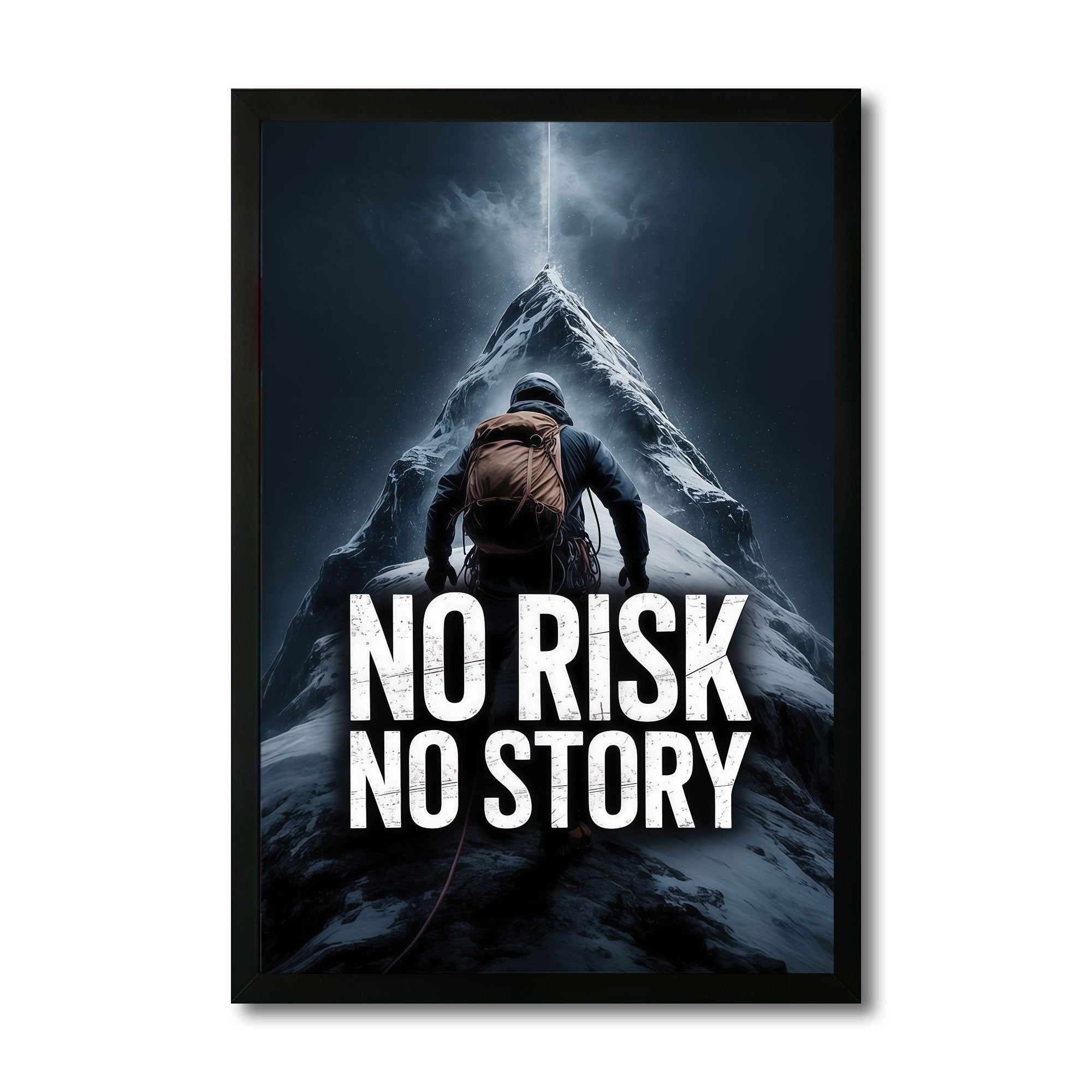The Castle Decor No Risk No Story Motivational Wall Art Frame | Inspirational Quote Climbing Poster for Office, Gym & Study Room Decor
