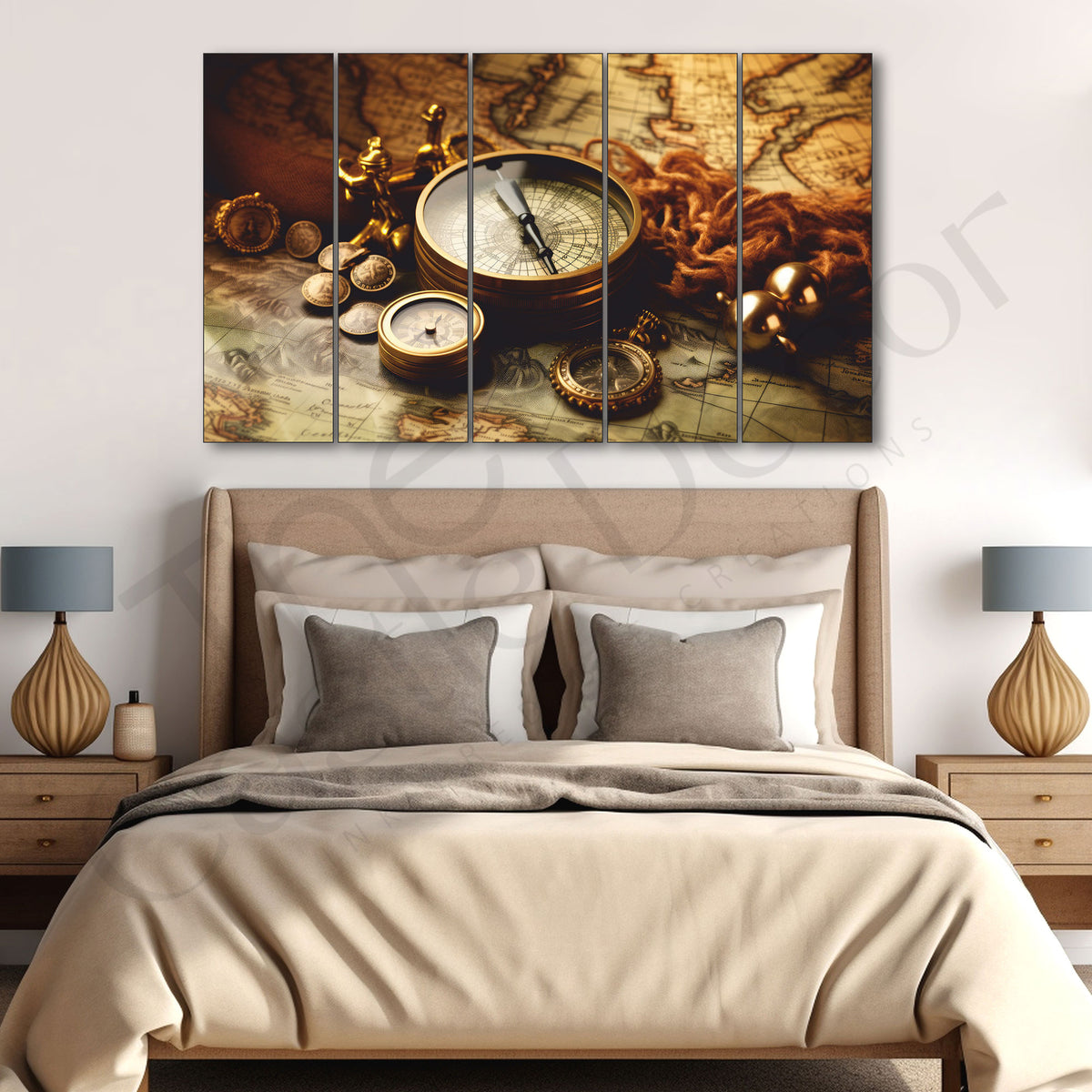The Castle Decor World Map Painting With Frame 5 Big Size Multiple Frames Wall Art Painting for Living Room,bedroom,drawing Room,hotels-wooden Framed-digital Painting