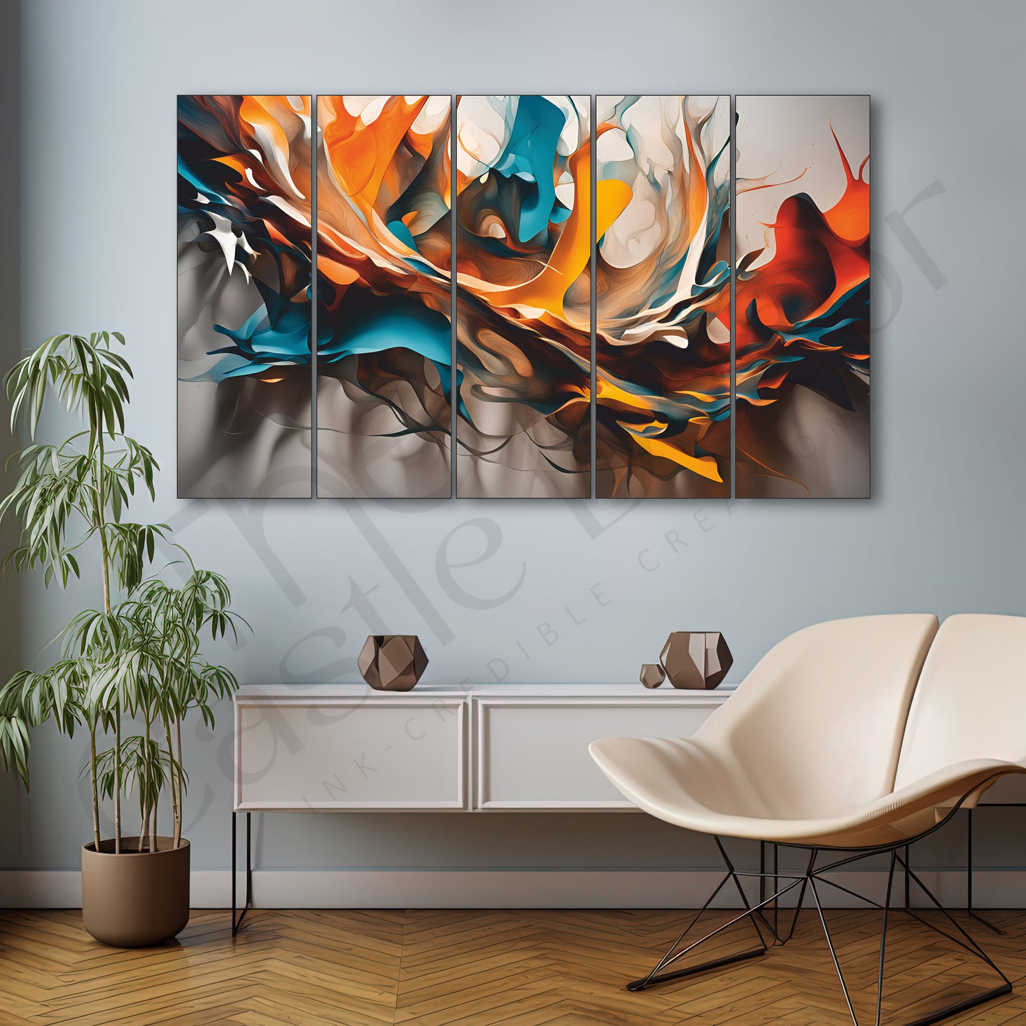 Multicolour Painting Set of 5 for Home Decoration