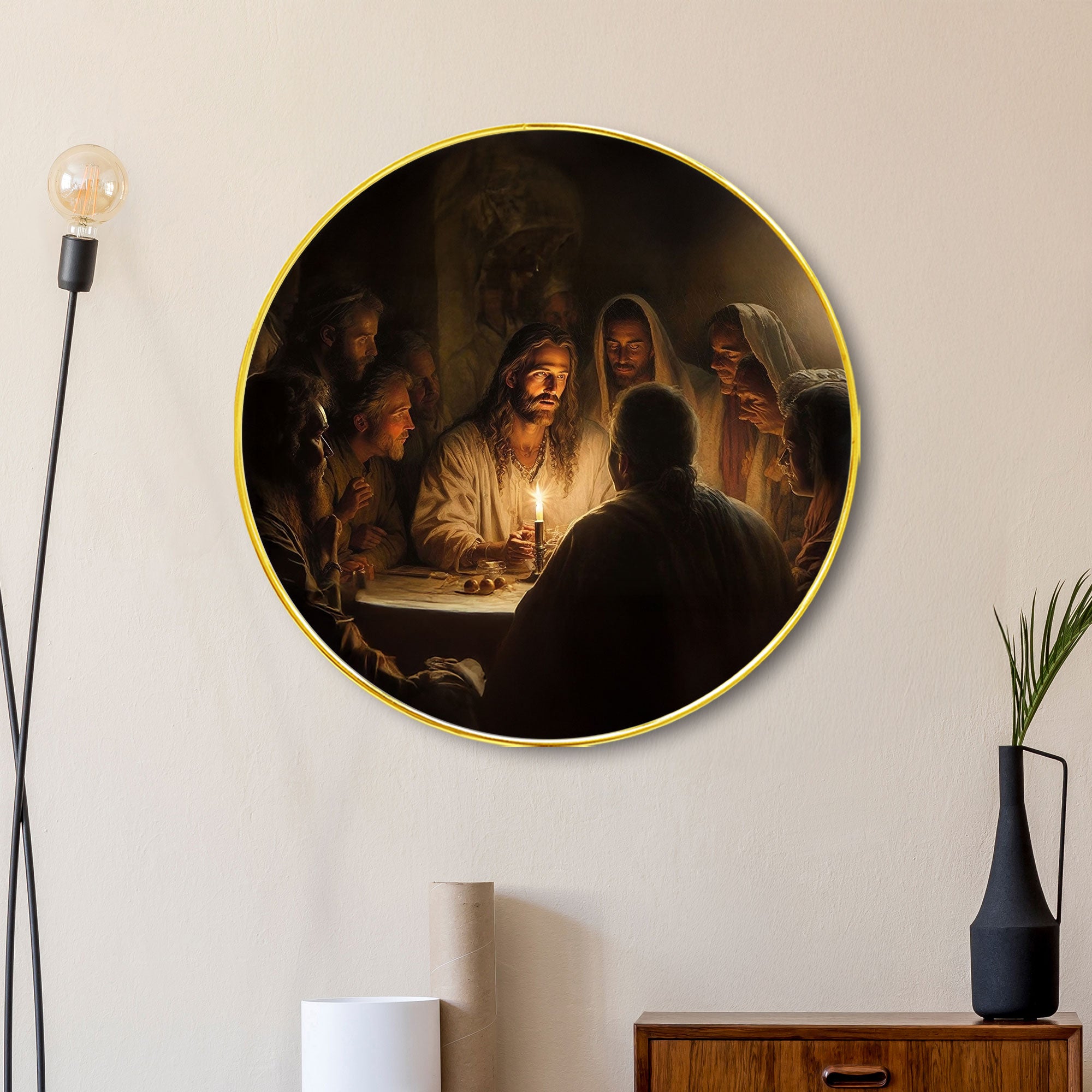 The Castle Decor Lord Jesus Wall Hanging  | Round Frame Christian Religious Painting for Home Decoration, Office & Gift Option