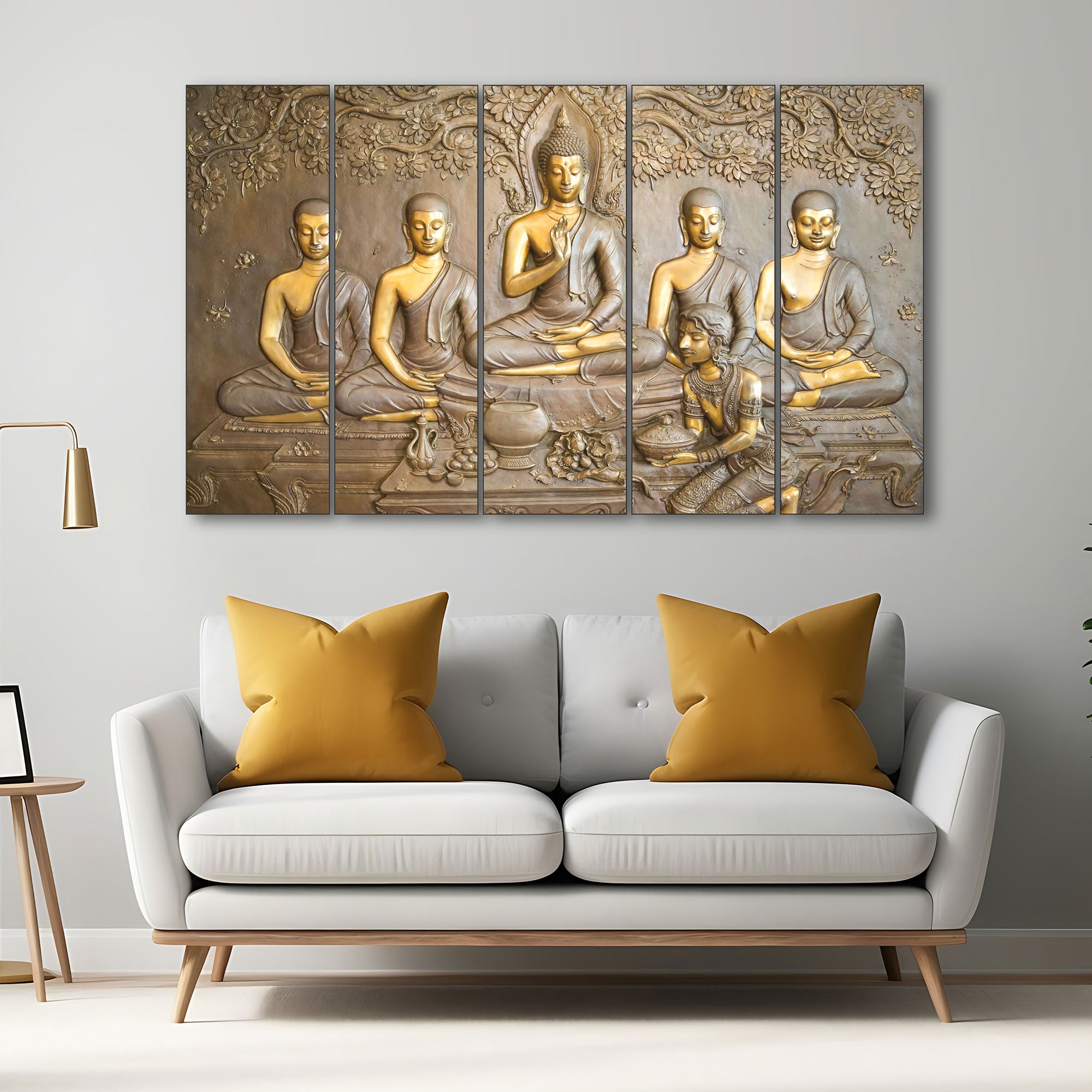 Lord Budha Painting with frame Big Size Wall Art for living room,Bedroom,Drawing room,Hotels