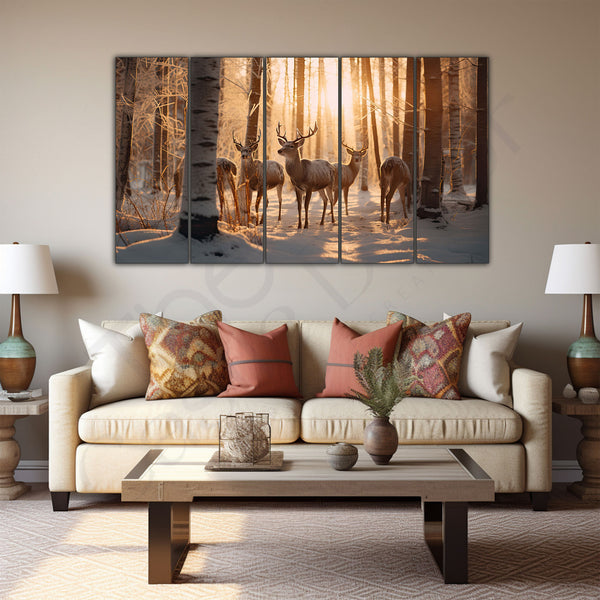 Vaastu Golden Deer Painting with frame Big Size Wall Art for living room,Bedroom,Drawing room,Hotels