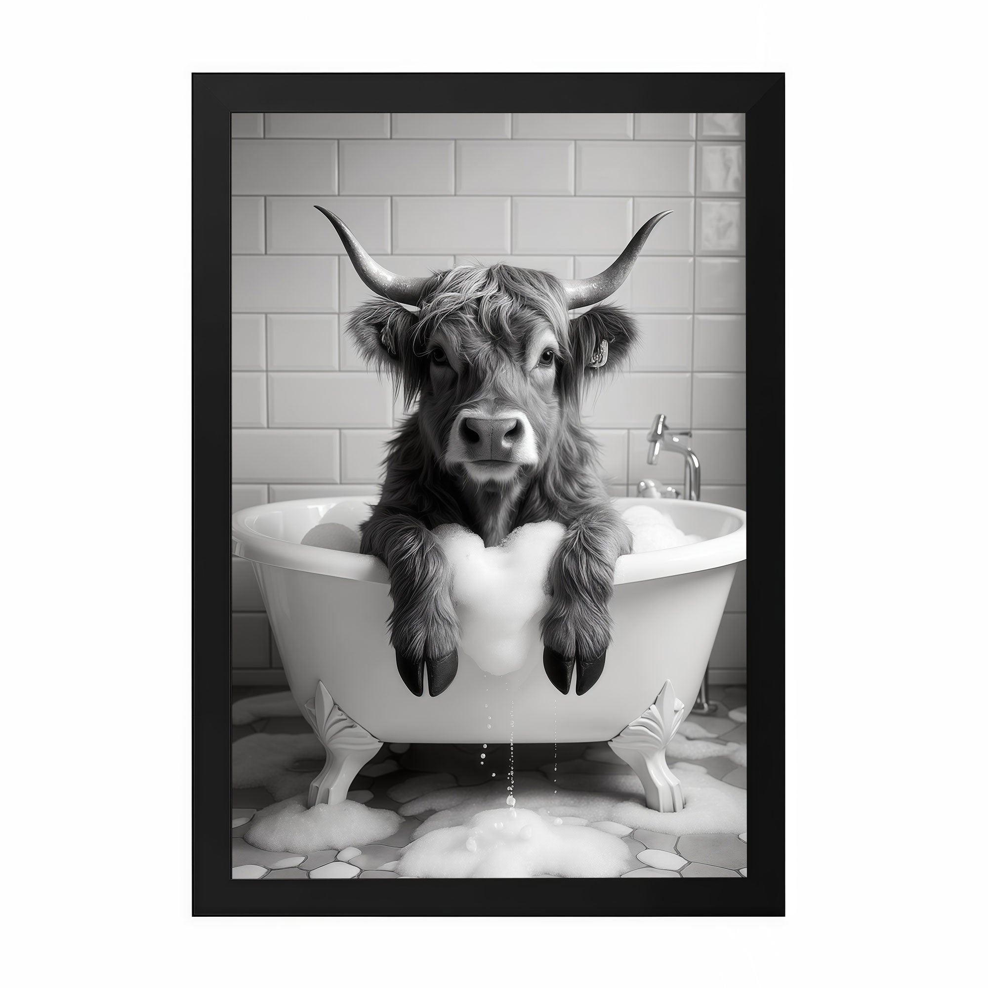 The Castle Decor Funny Elephant Reading Newspaper on Toilet Framed Wall Art – Cute Safari Animal Sitting on Commode Framed Poster, Humorous Bathroom Restroom Wall Decor