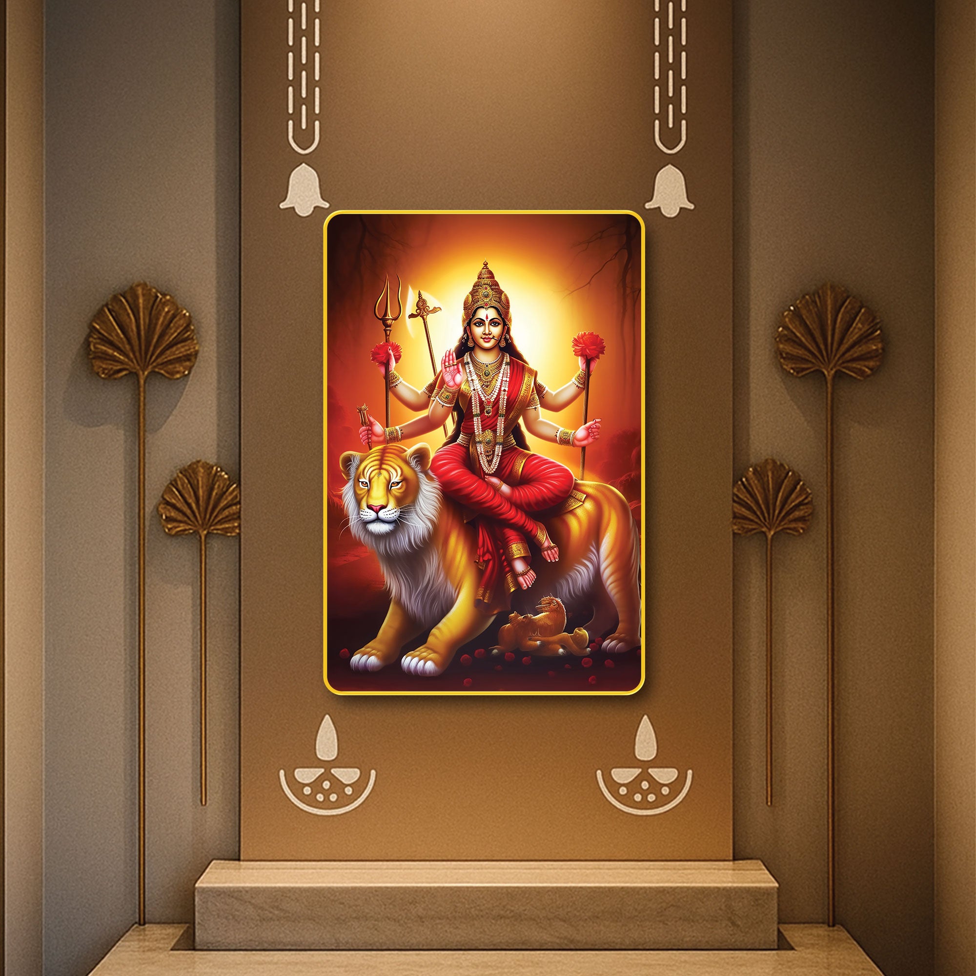 The Castle Decor Durga Maa Wall Hanging Photo Frame | 20X30 Hindu Goddess Spiritual Wall Art for Home Temple, Living Room & Gifting