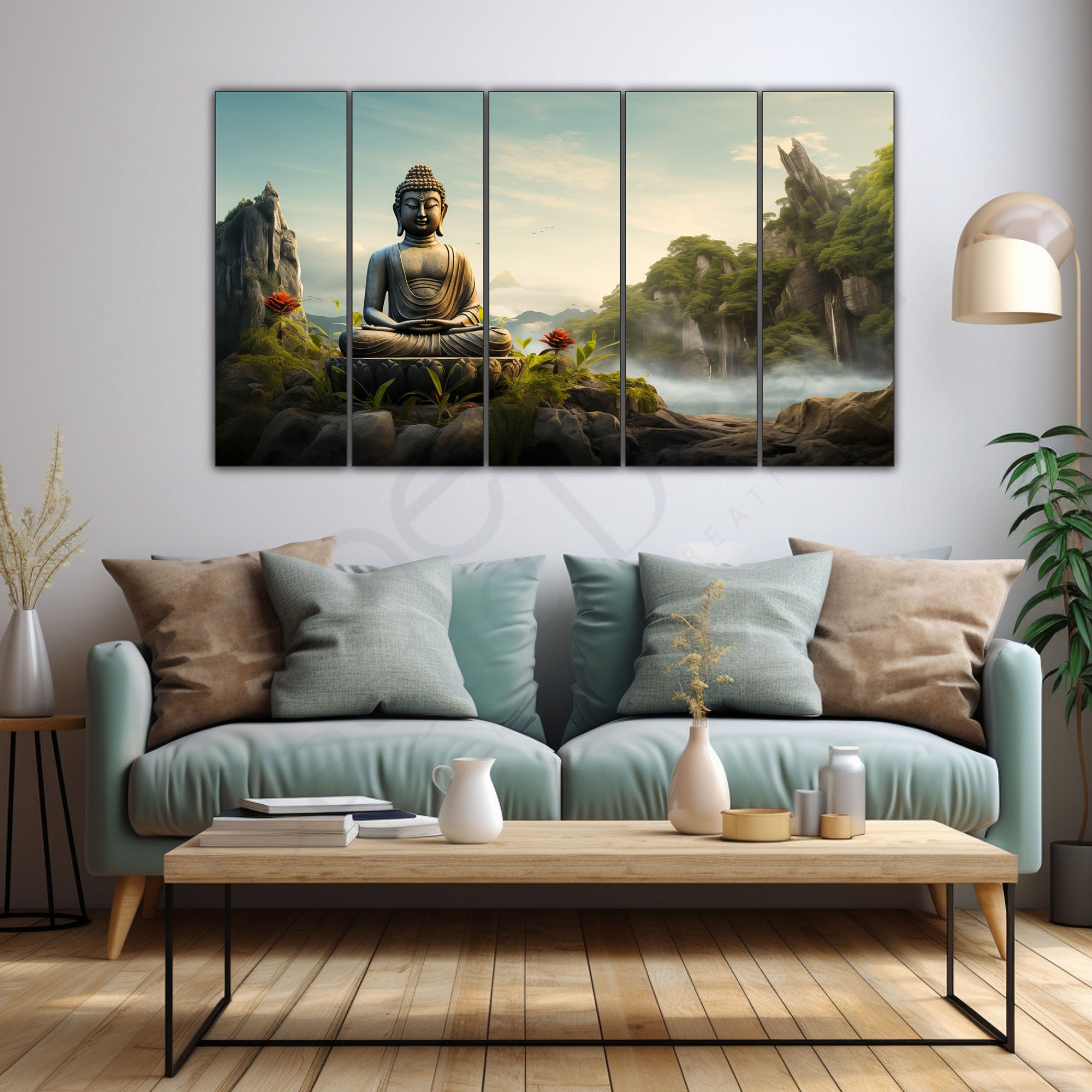 Lord Budha Painting with frame Big Size Wall Art for living room,Bedroom,Drawing room,Hotels