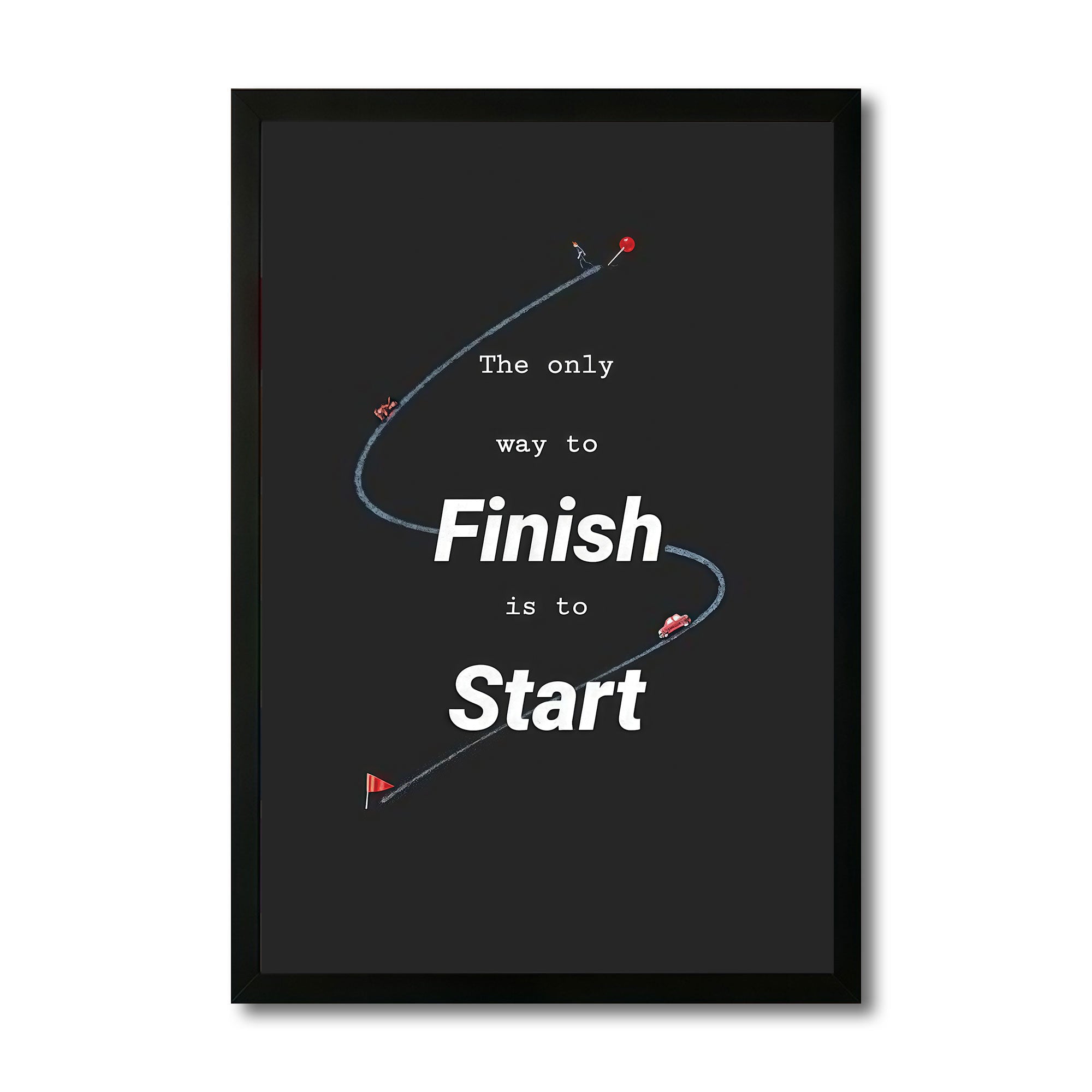 The Castle Decor Motivational Wall Art “The Only Way to Finish is to Start” Frame | Success Quote Poster for Office, Study Room, Gym | Premium HD Print with Sparkle Finish