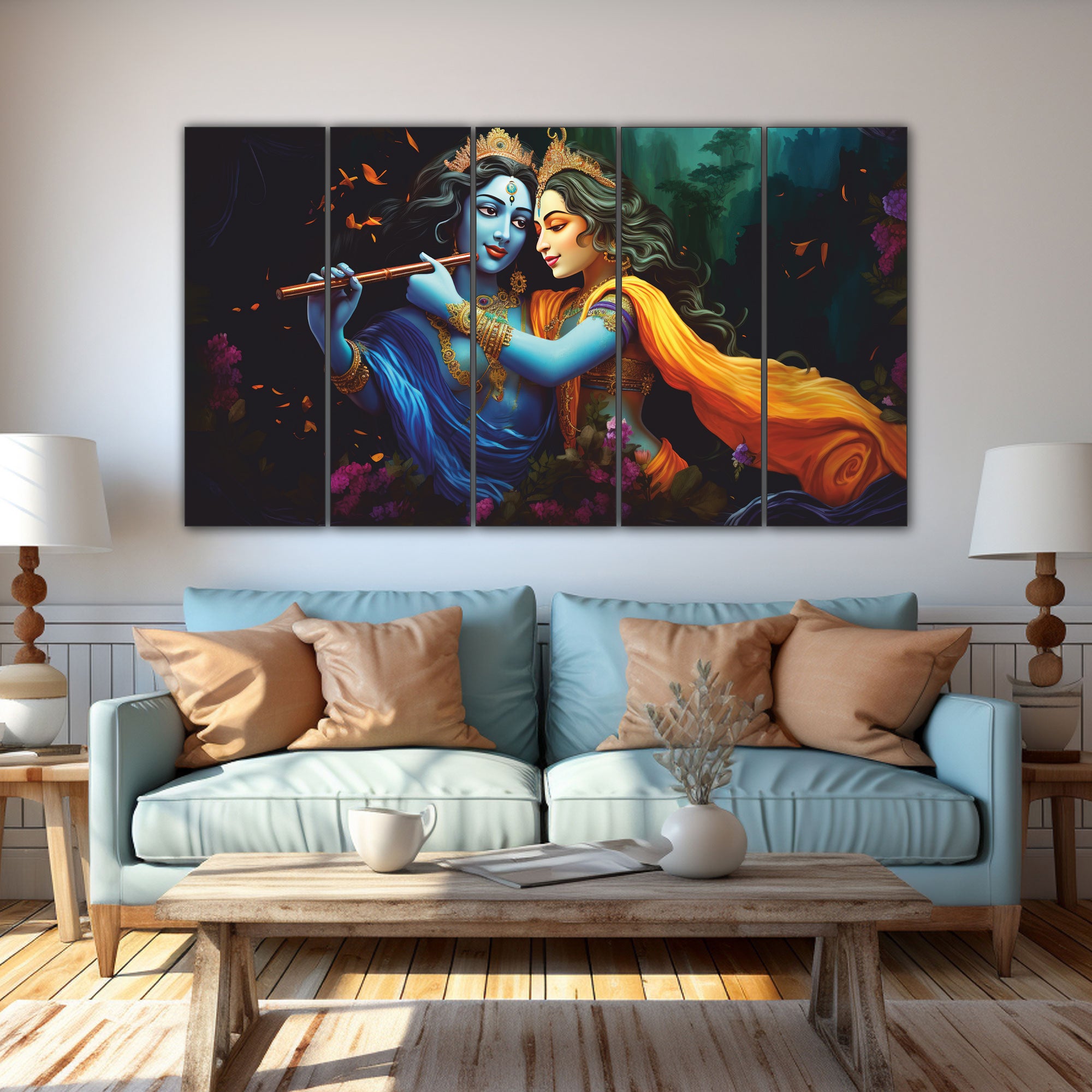 Radha Krishna Painting with frame Big Size Wall Art for living room,Bedroom,Drawing room,Hotels 27x48"