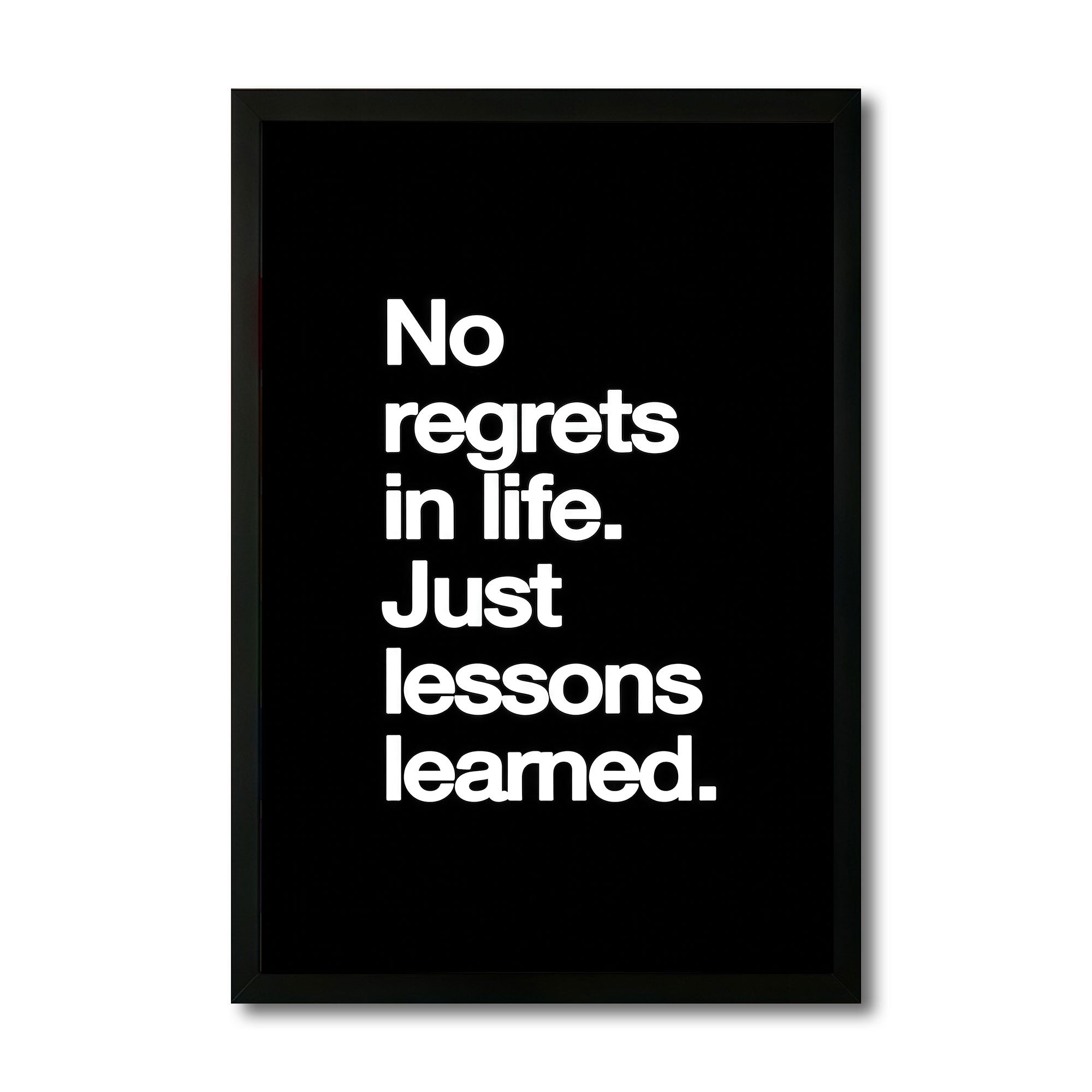 The Castle Decor No Regrets in Life Just Lessons Learned Wall Art Frame | Positive Mindset Motivational Poster for Office, Bedroom | Minimal Typography HD Print