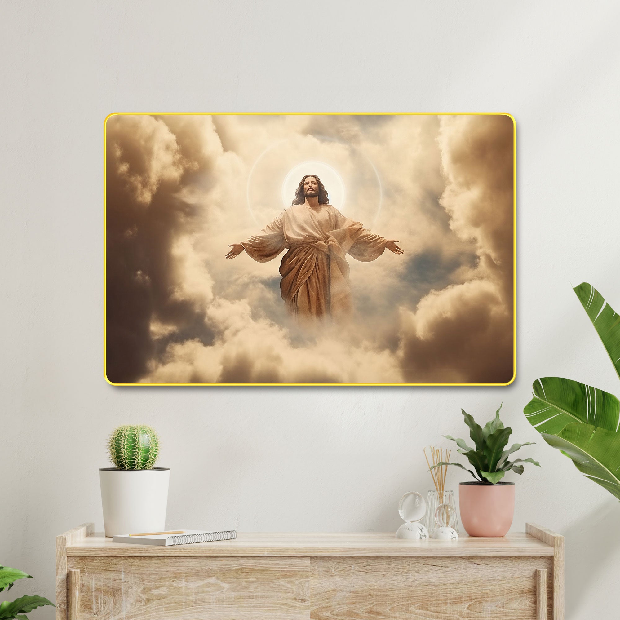 The Castle Decor Jesus Wall Art Painting with Wooden Frame | Spiritual Christian Wall Décor for Living Room, Bedroom, Office & Home | Religious Gift Option
