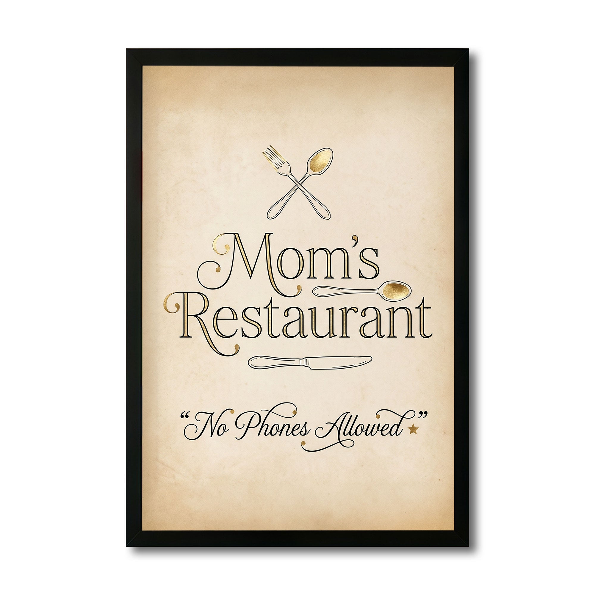 The Castle Decor Mom’s Restaurant Wall Art Frame | Kitchen Quote Wall Decor | Sparkle Finish MDF Painting with Premium Fiber Frame for Home Dining Area