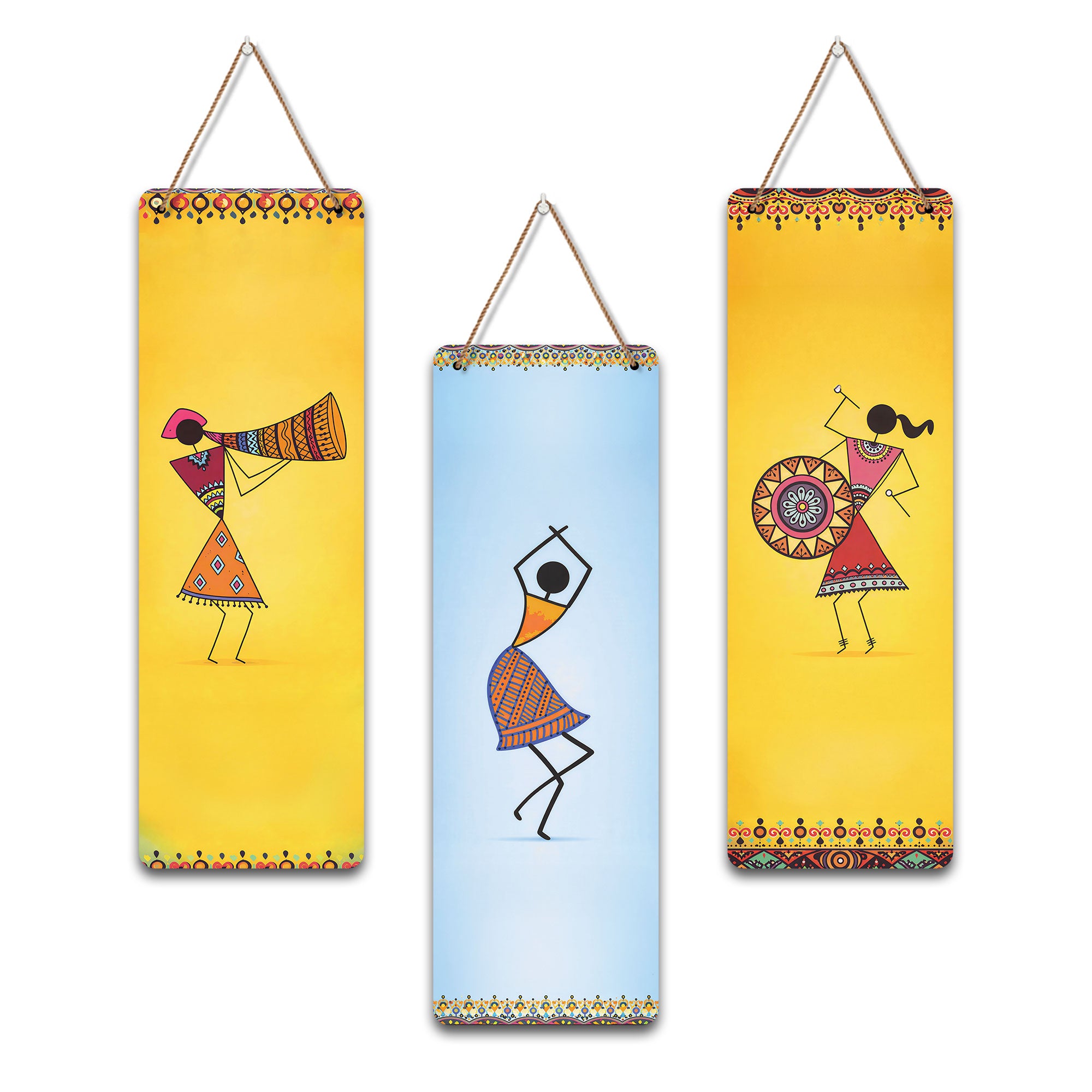 The Castle Decor Warli Tribal Art Wooden Wall Hanging Decoration Items for Home | Bedroom | Mdf Designer Artwork Decorative for Living Room | Ideal Gifts | Stylish Modern Decor Item
