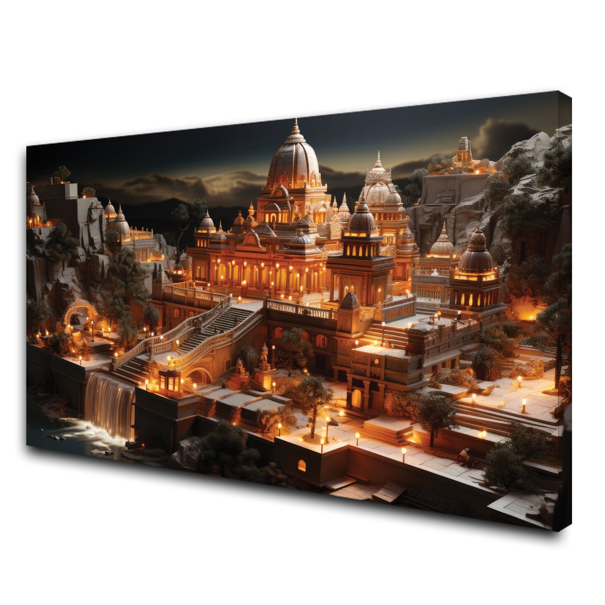 Ayodhya Canvas painting with frame Big Size Wall Art for living room,Bedroom,Drawing room,Hotels