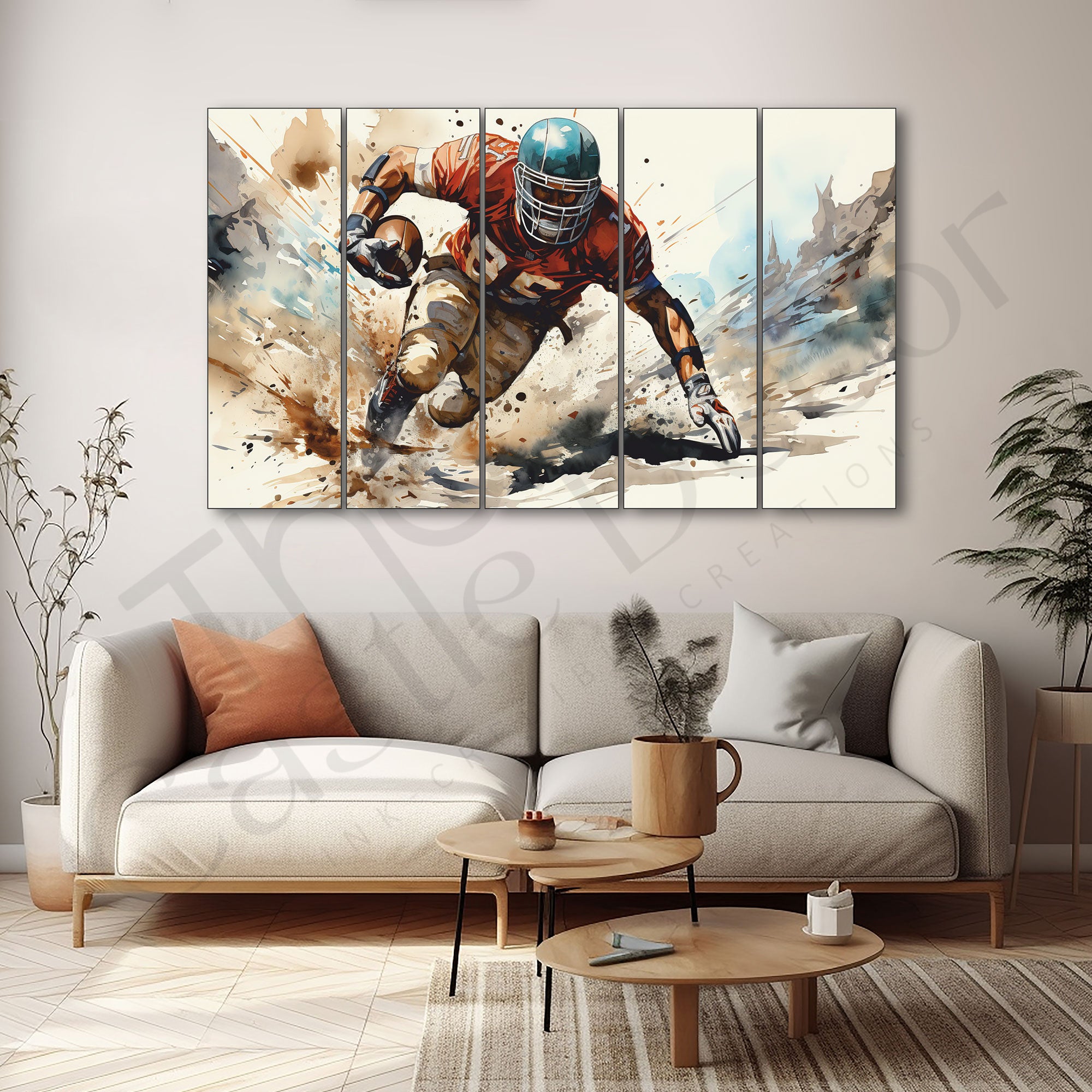 Rugby Painting Set of 5 for Home Decoration