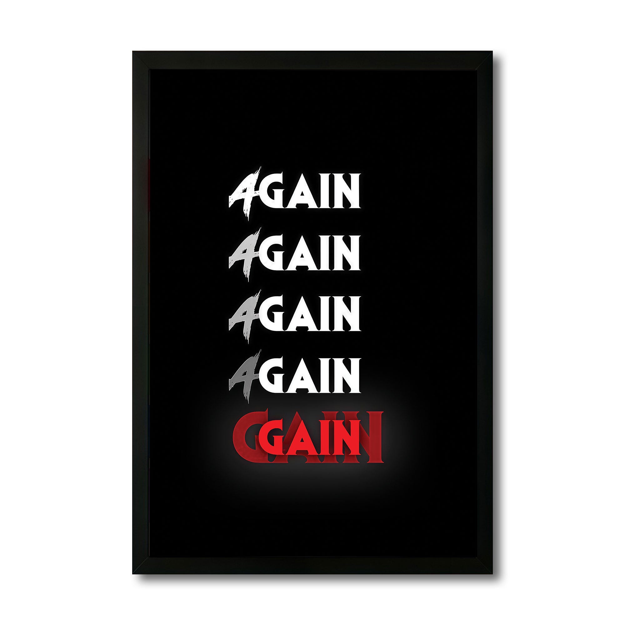 The Castle Decor Again Again Again Gain Motivational Wall Art Frame | Hard Work Success Quote Poster for Office, Gym | Bold Typography HD Print