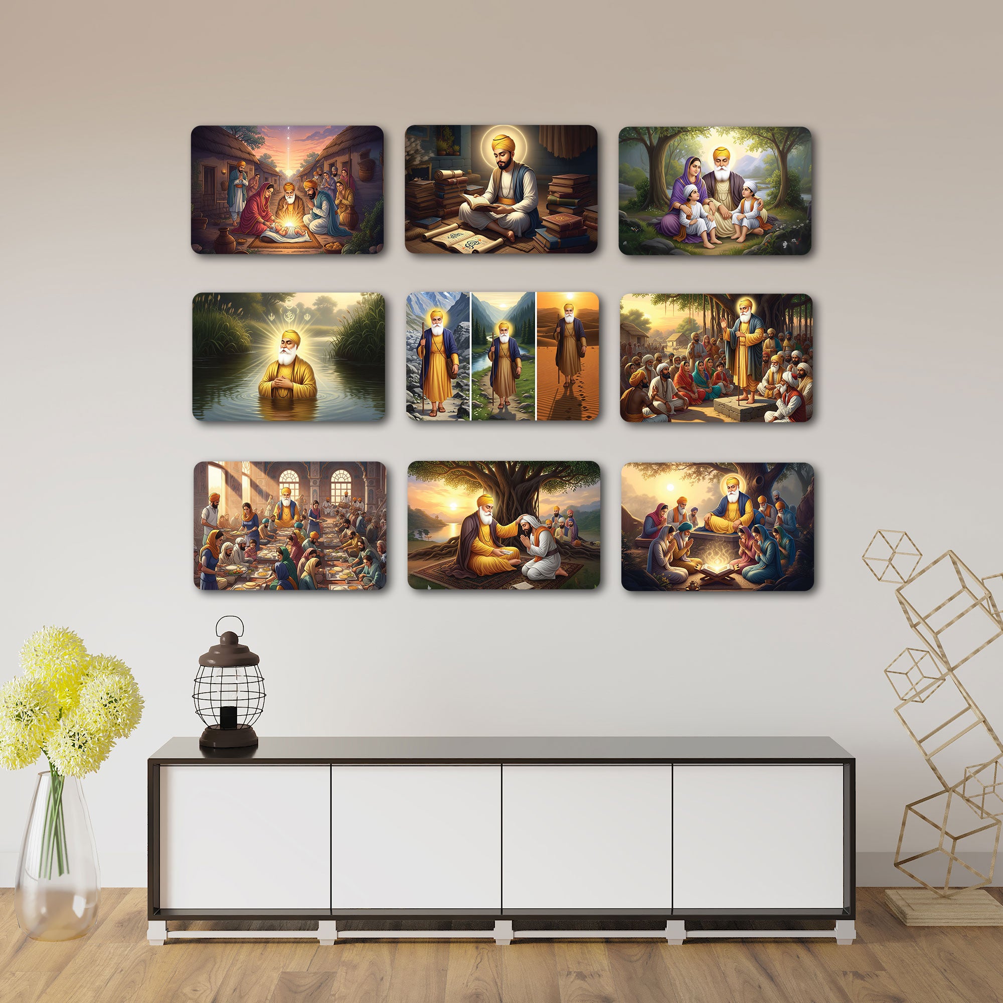The Eternal Grace Guru Nanak Dev Ji Wall Plates Set of 9