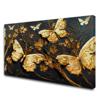 Golden butterflies Canvas painting Big Size Wall Art for living room,Bedroom,Drawing room,Hotels