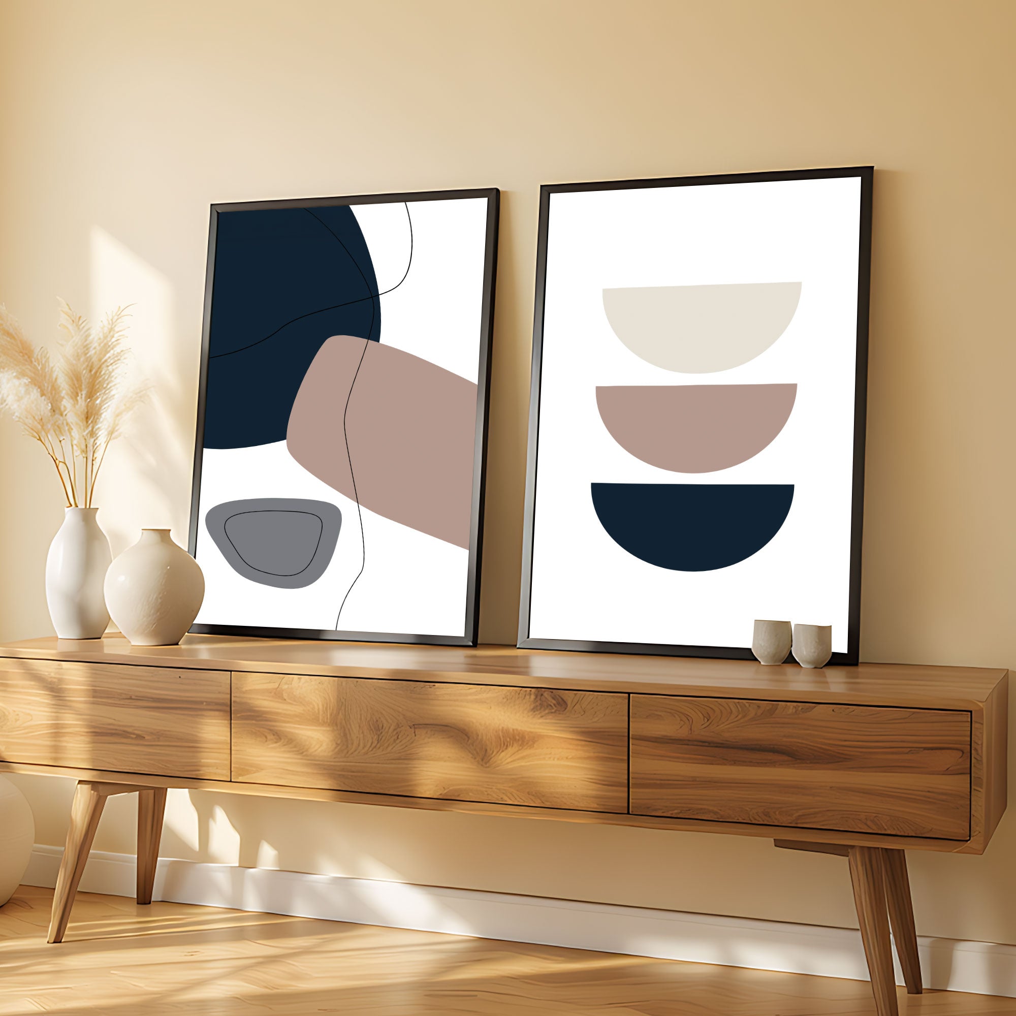The Castle Decor Boho Wall Art for Living Room Big Size | Framed Abstract Botanical Paintings for Living Room & Bedroom | Modern Home Decoration & Perfect Gifting Option | Set of 2 (11×17 Inch Each)5