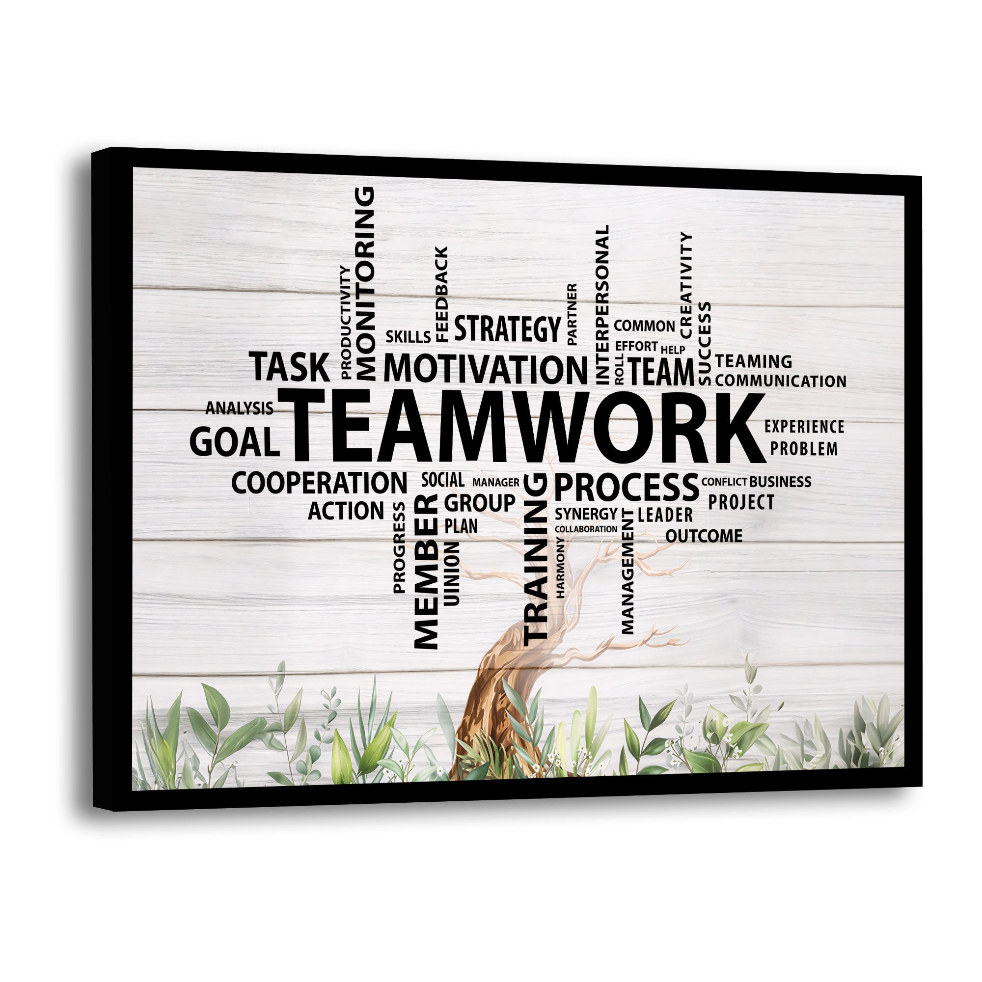 The Castle Decor Teamwork Motivational Wall Art Frame 20x30 Inch | Inspirational Office Digital Painitng with Black Fiber Frame & Sparkle Lamination | Team Building Quote Wall Decor for Office, Workplace, Meeting Room