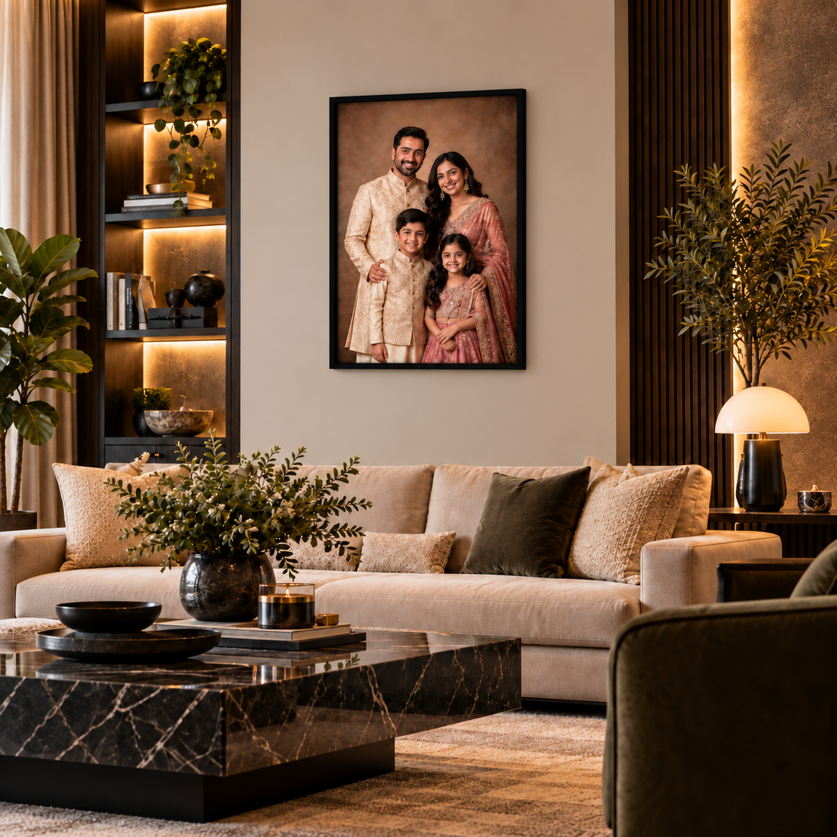 Personalized Family Photo Frame – Custom Portrait Wall Art | Black Box Frame | 20x30