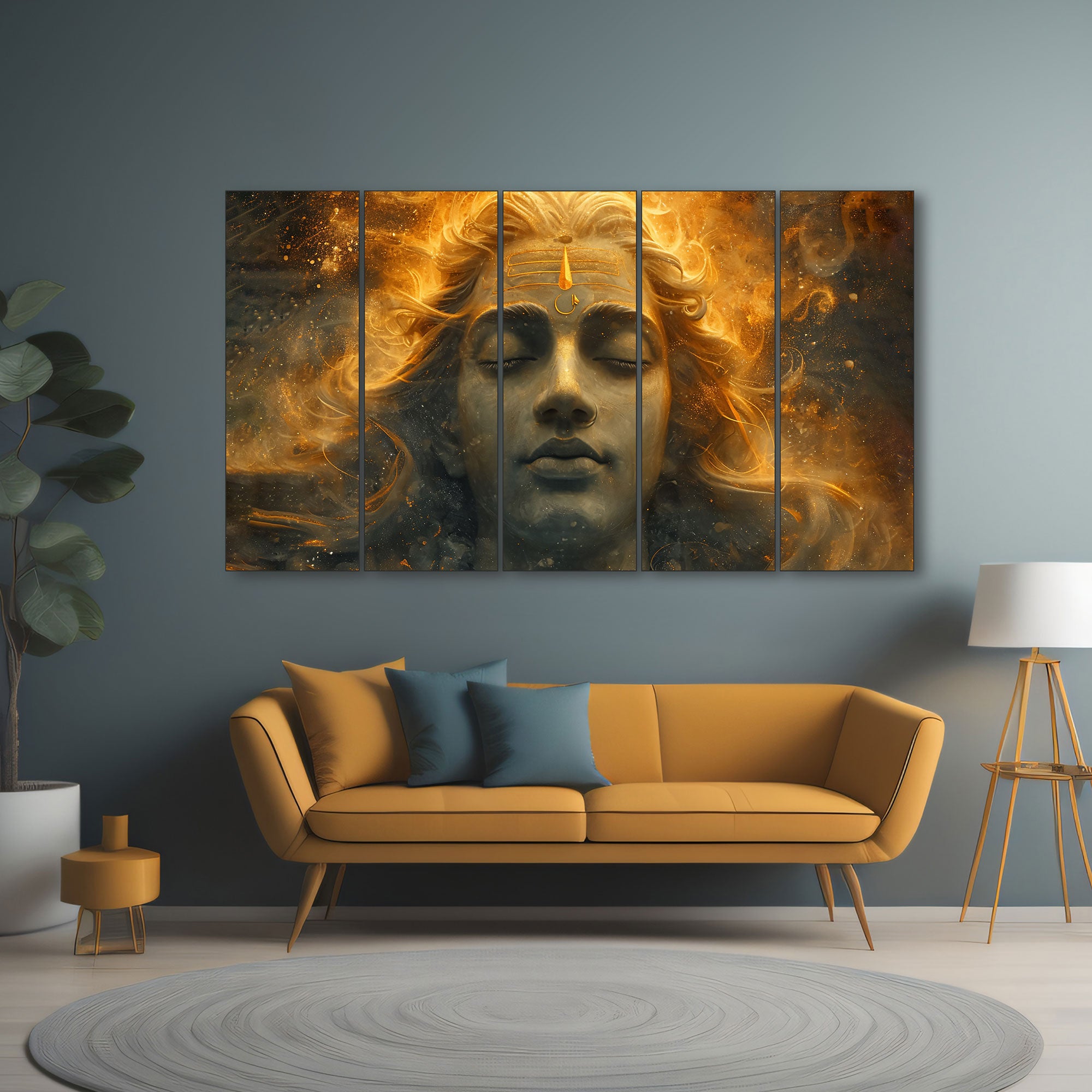 Lord Shiva Painting with frame Big Size Wall Art for living room,Bedroom,Drawing room,Hotels 36x60"