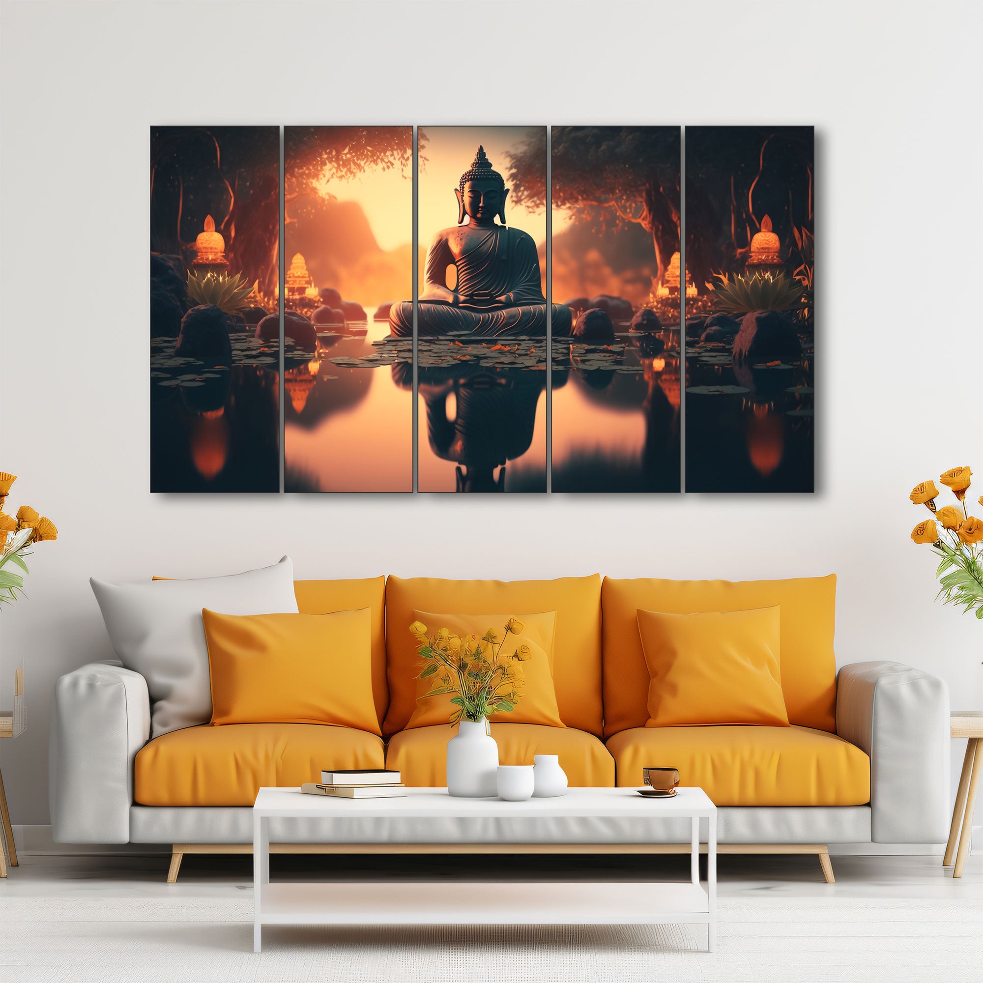 Lord Budha Painting with frame Big Size Wall Art for living room,Bedroom,Drawing room,Hotels