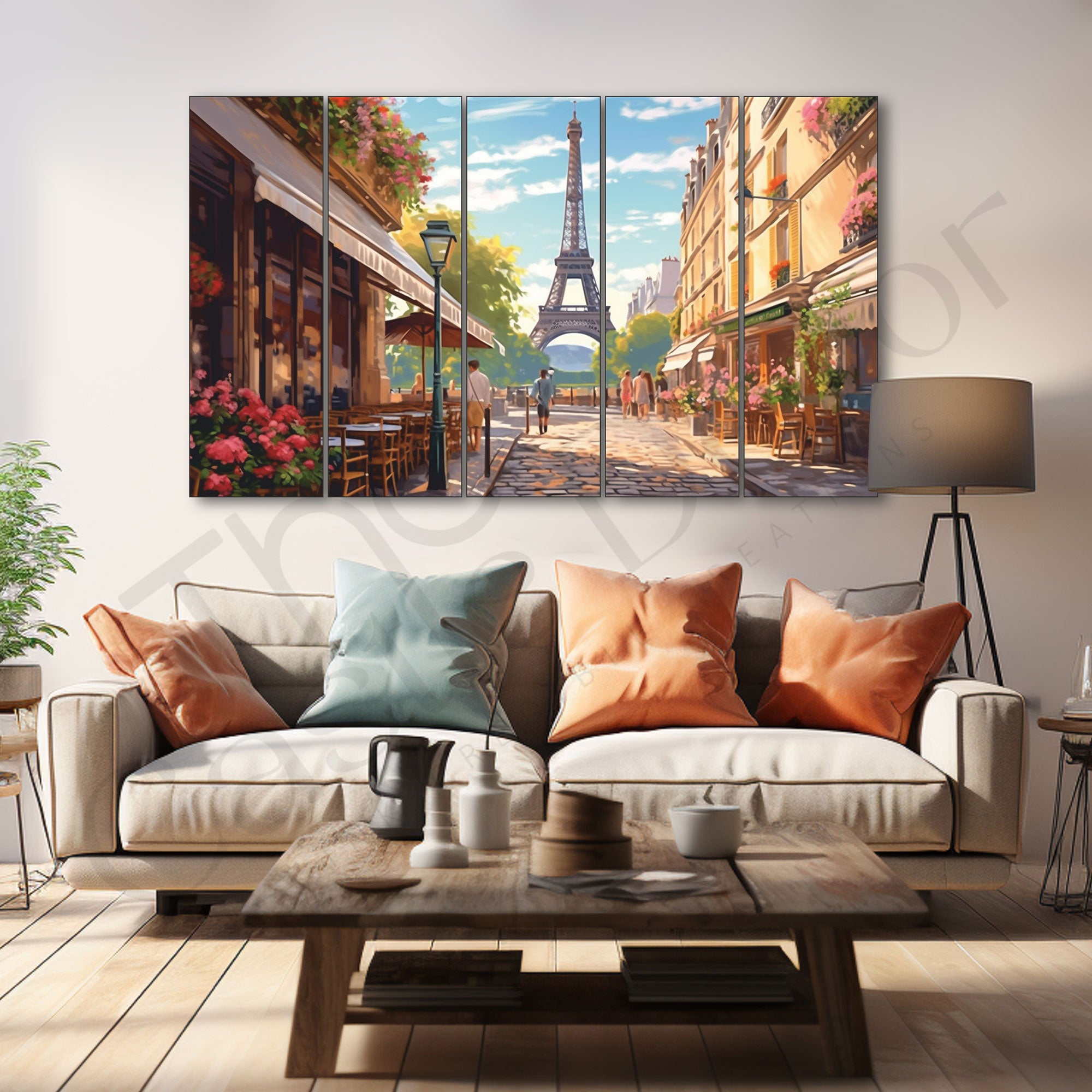 Eiffel Tower Painting Set of 5 for Home Decoration